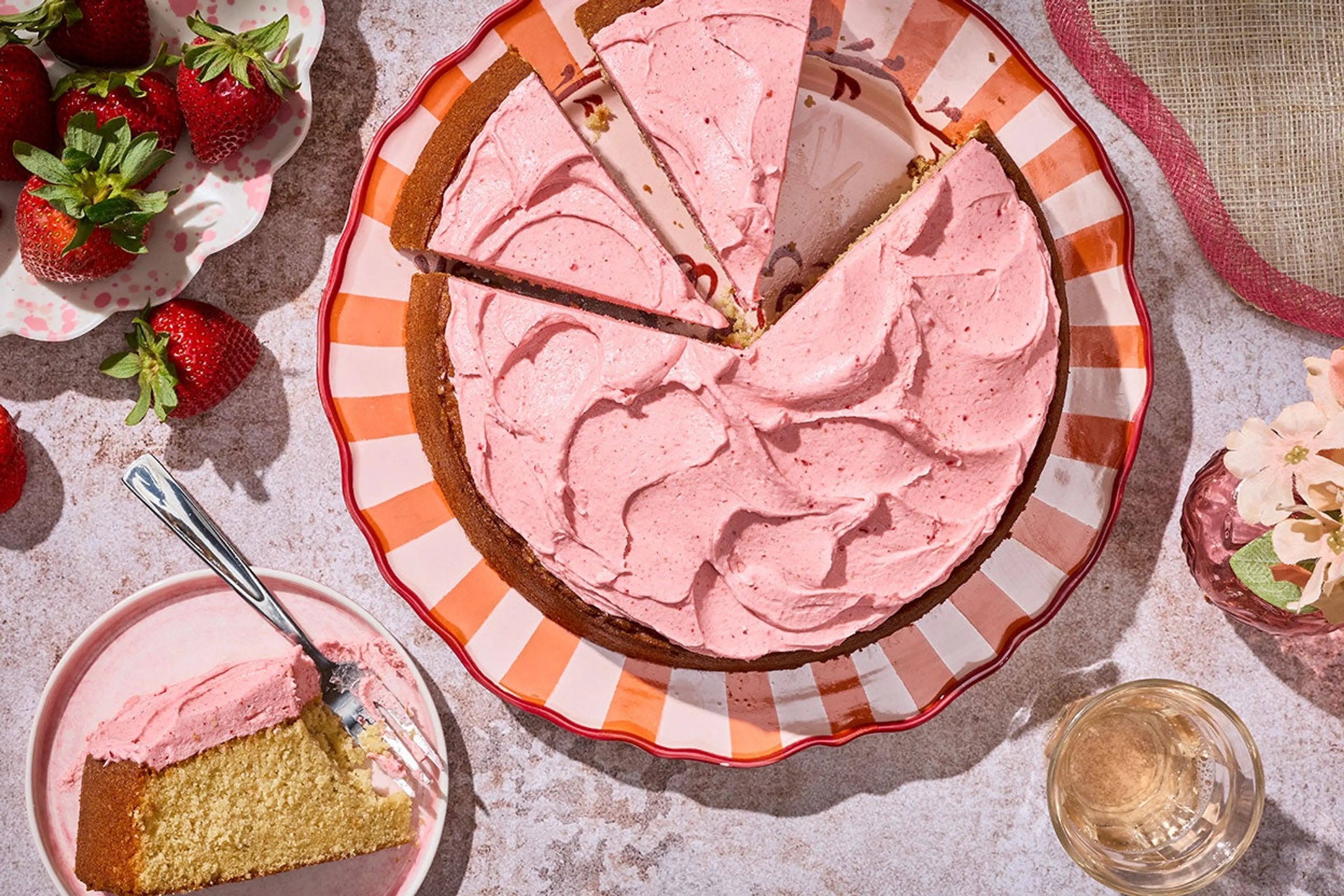 Brown Sugar Strawberry Frosted Cake