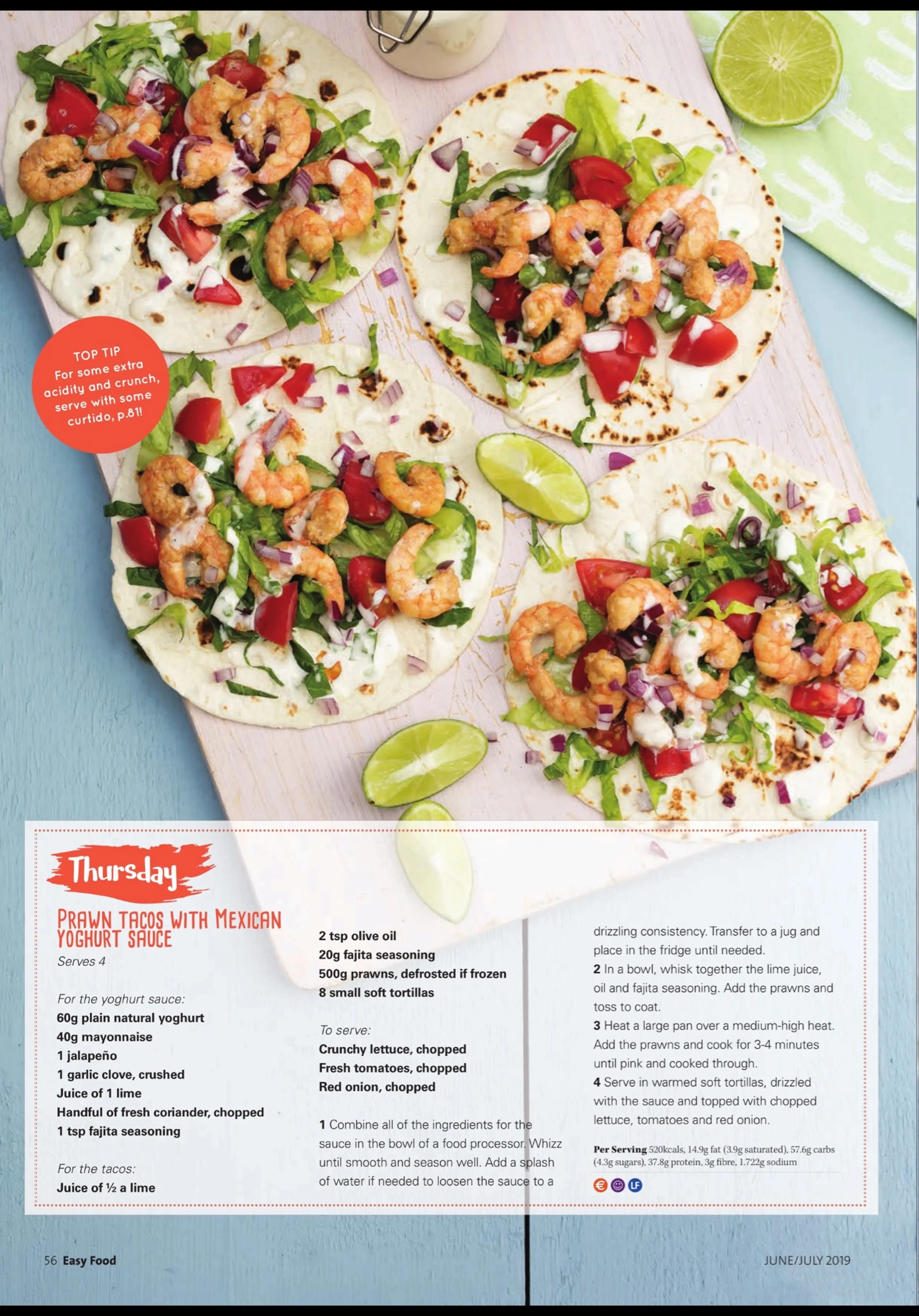 PRAWN TACOS WITH MEXICAN YOGHURT SRUCE