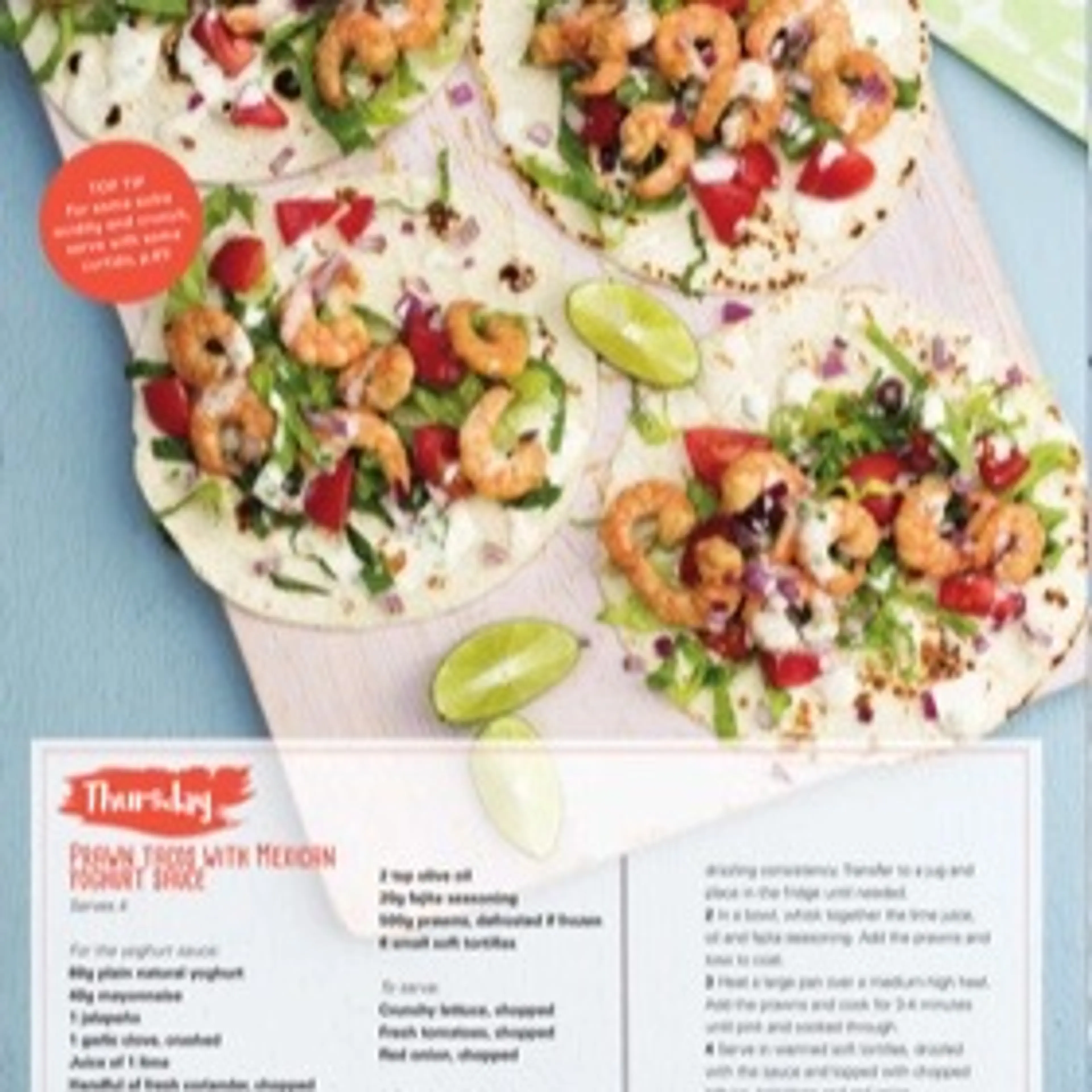 PRAWN TACOS WITH MEXICAN YOGHURT SRUCE