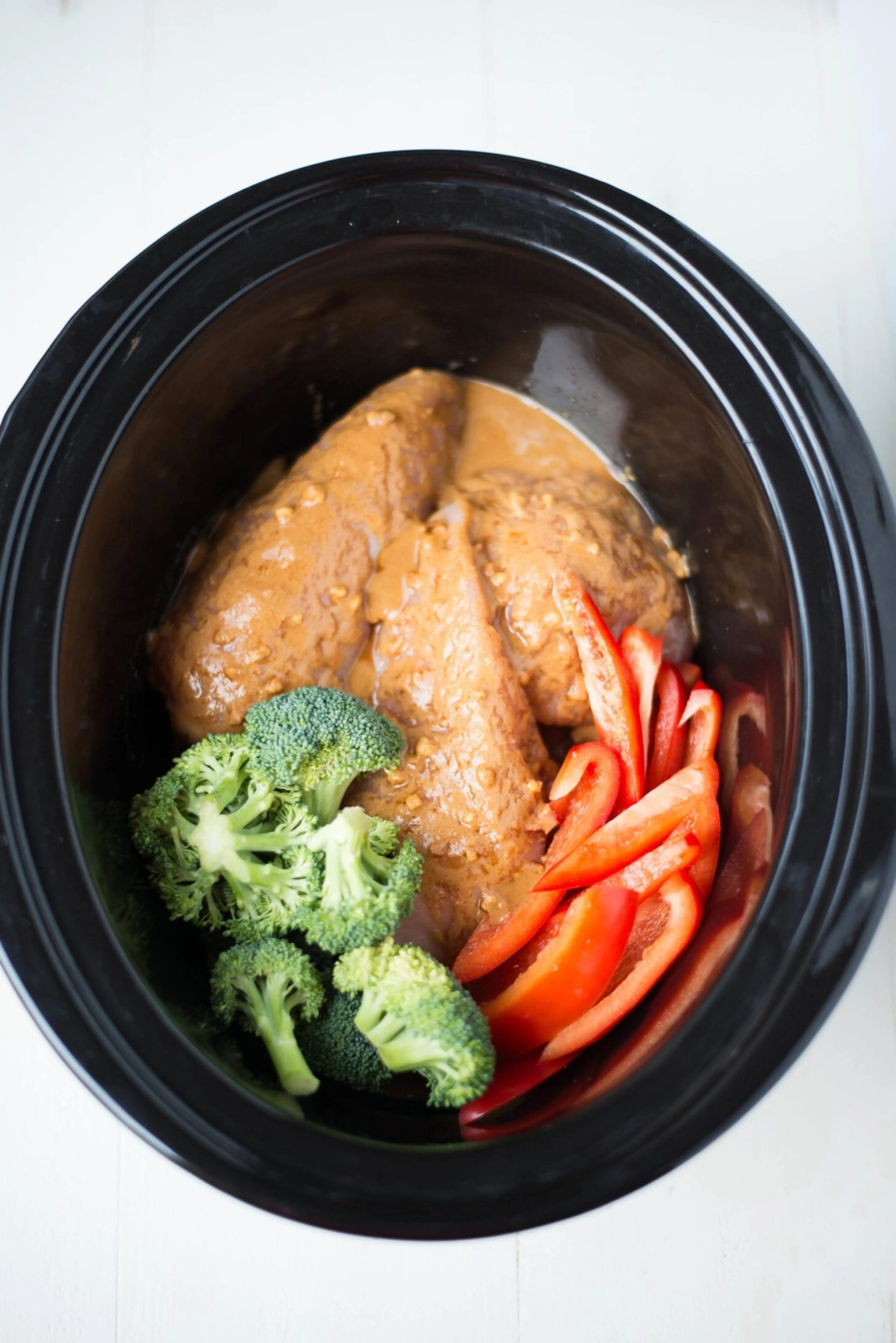 Slow Cooker Pulled Chicken with 5-Ingredient Peanut Sauce