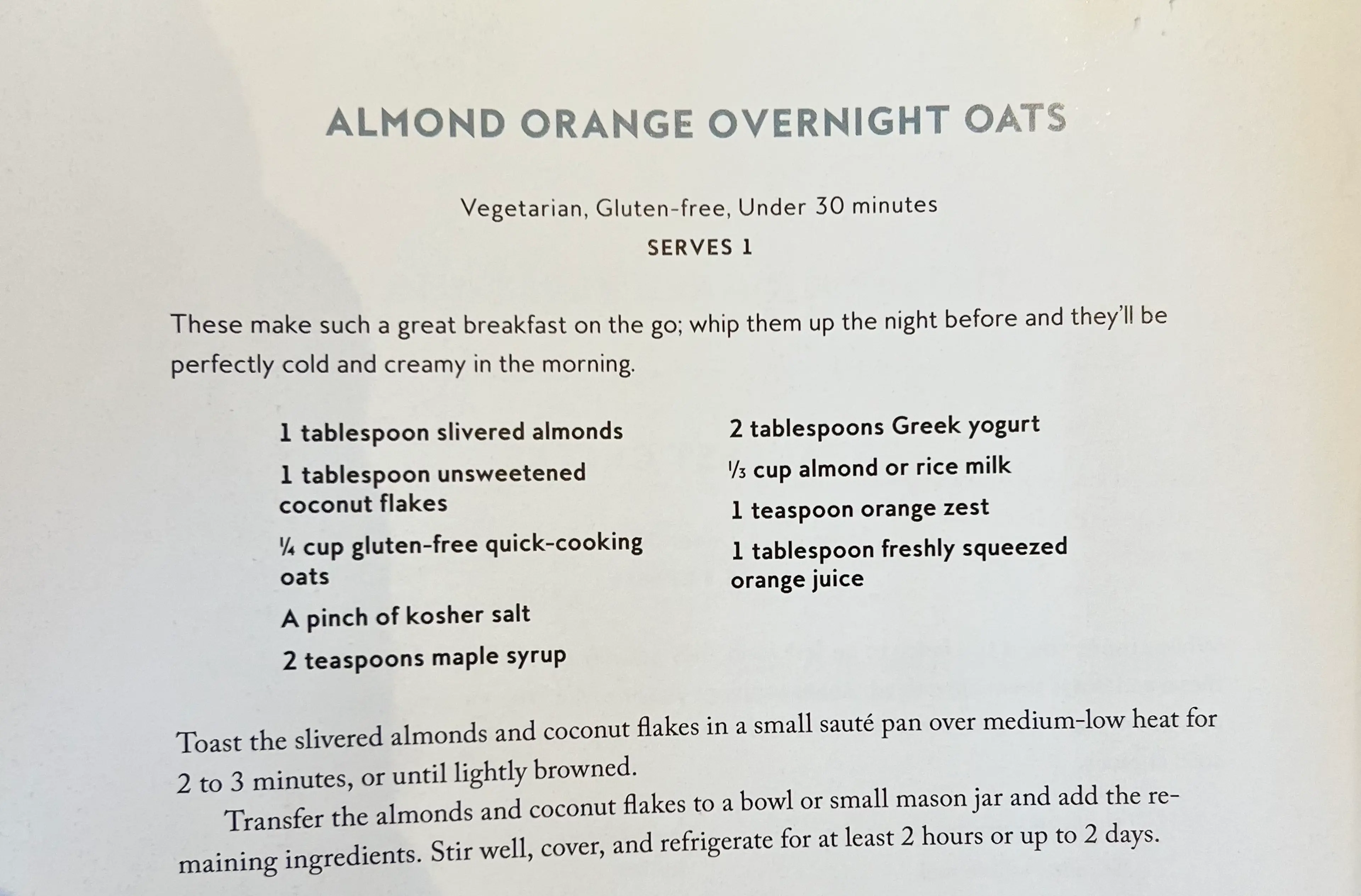 Almond Orange Overnight Oats