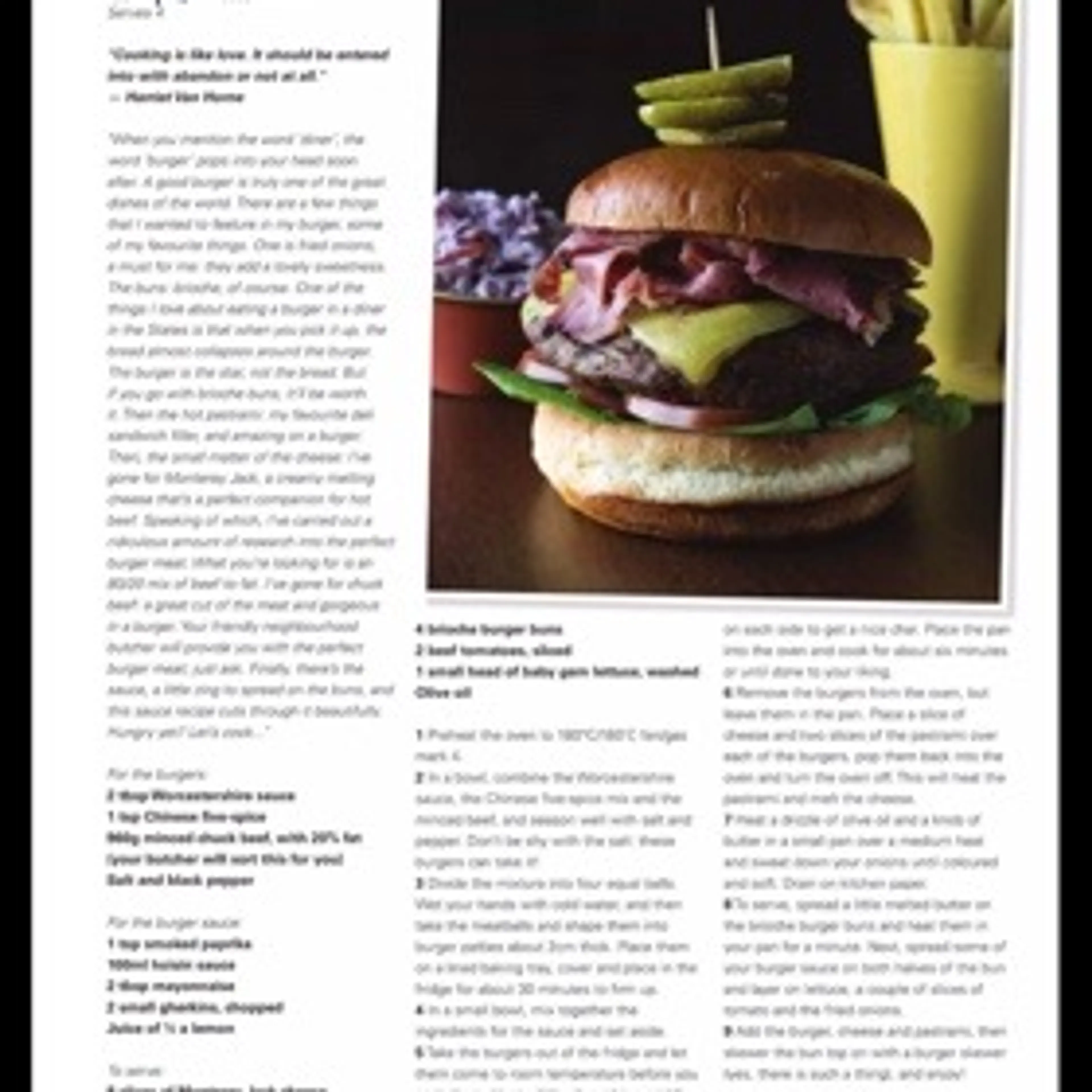 Chuck beef burger with Monterey Jack cheese and hot pastrami