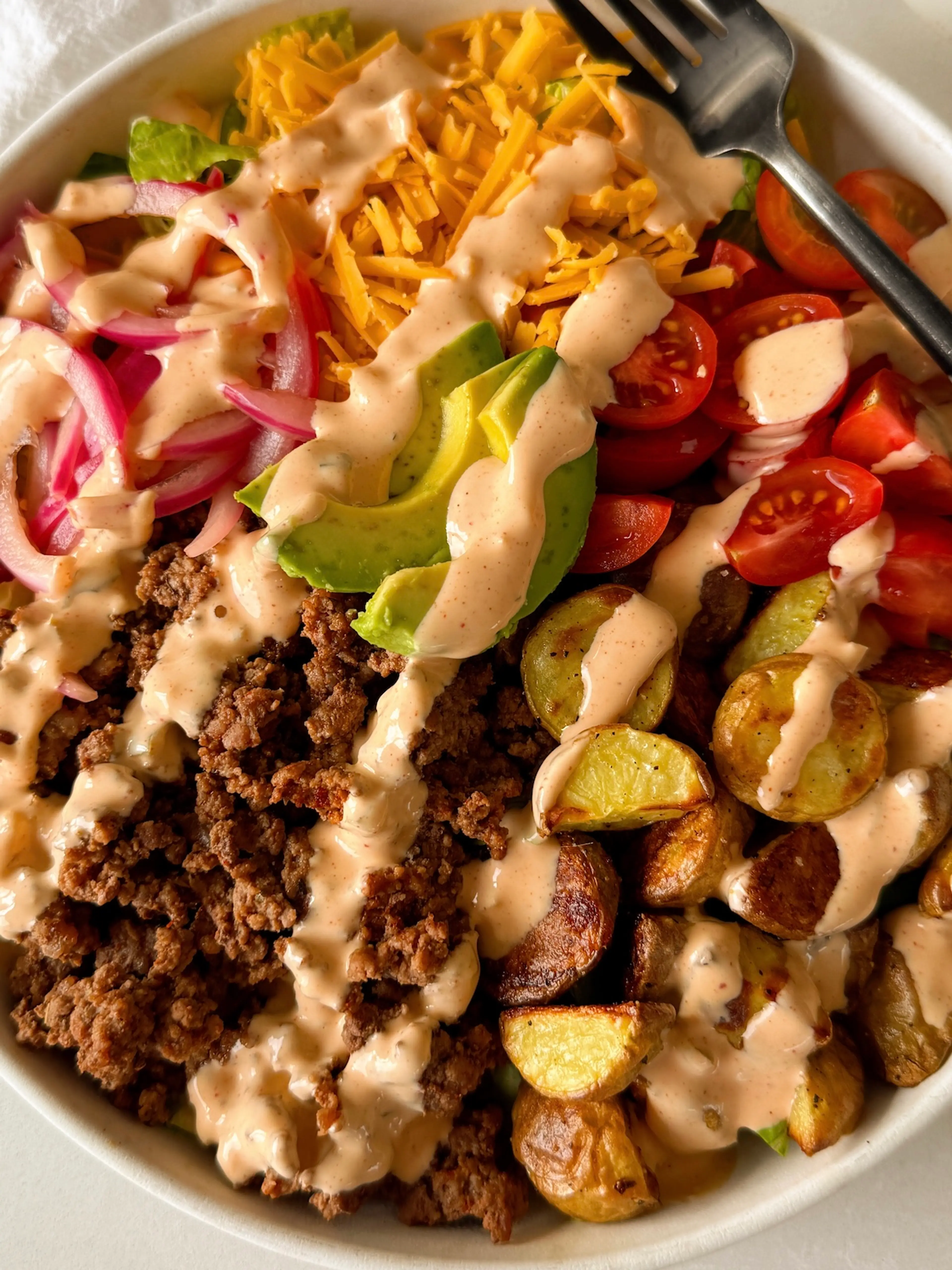 Deconstructed Healthy Hamburger Bowls