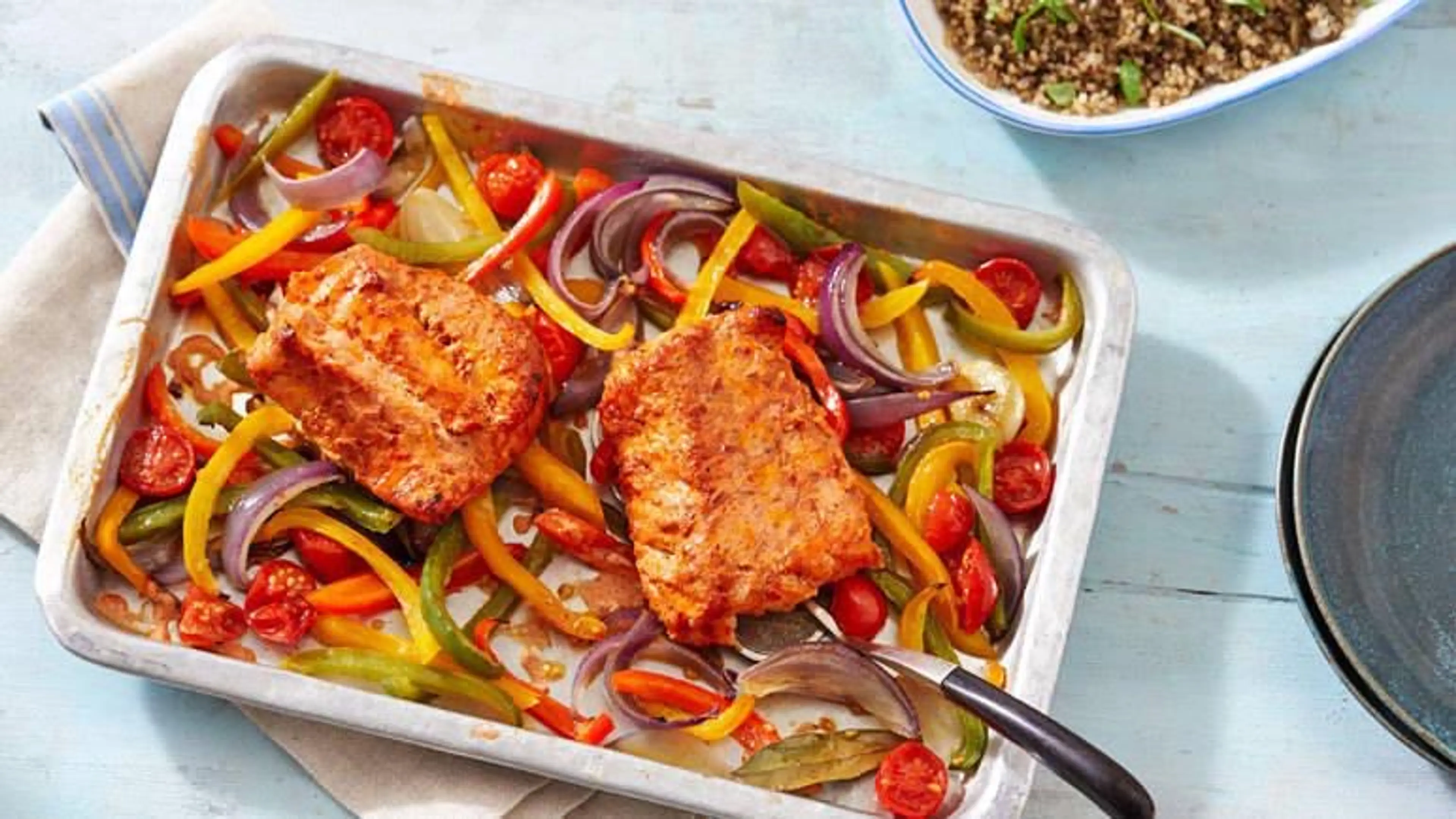 Harissa cod bake