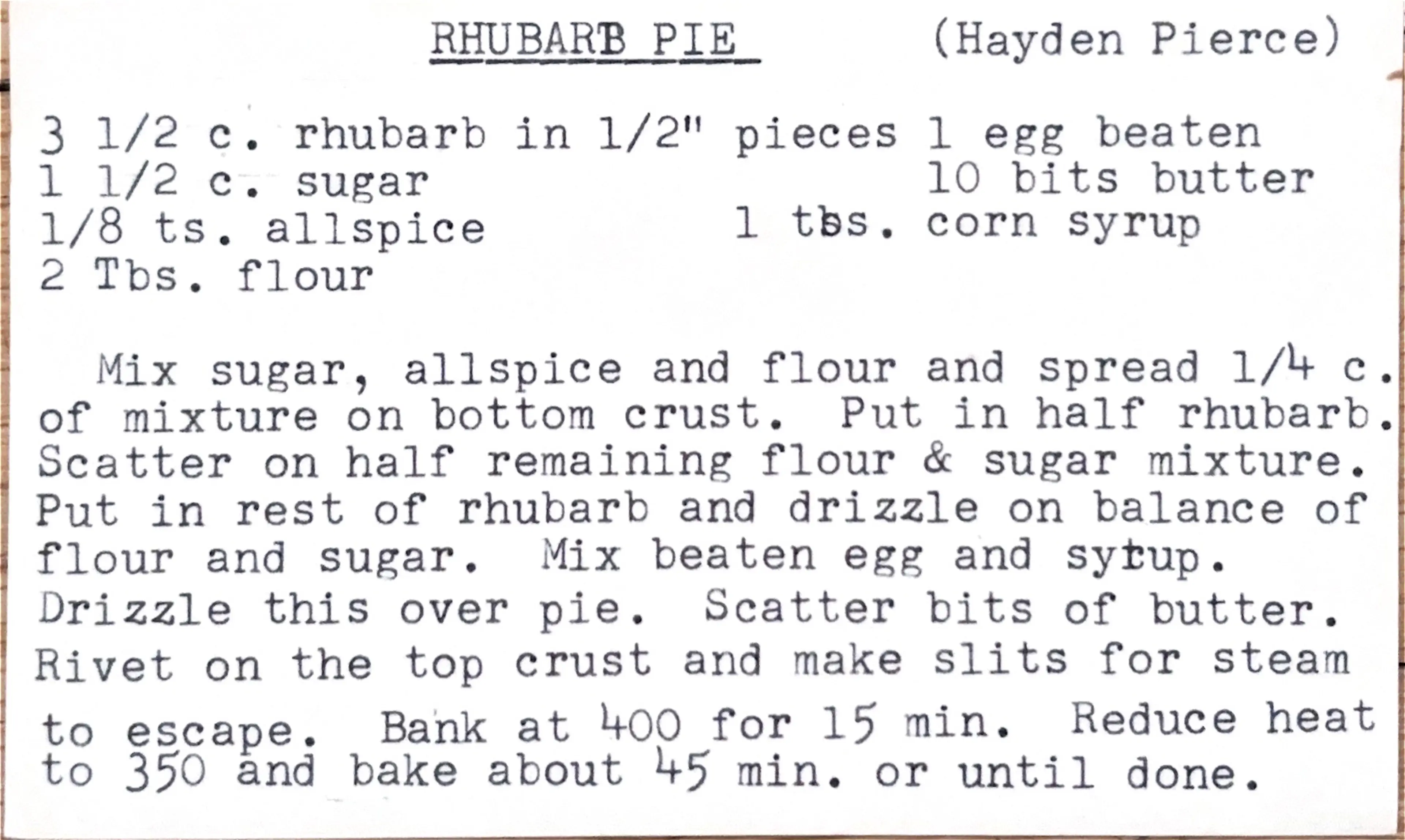 Rhubarb Pie