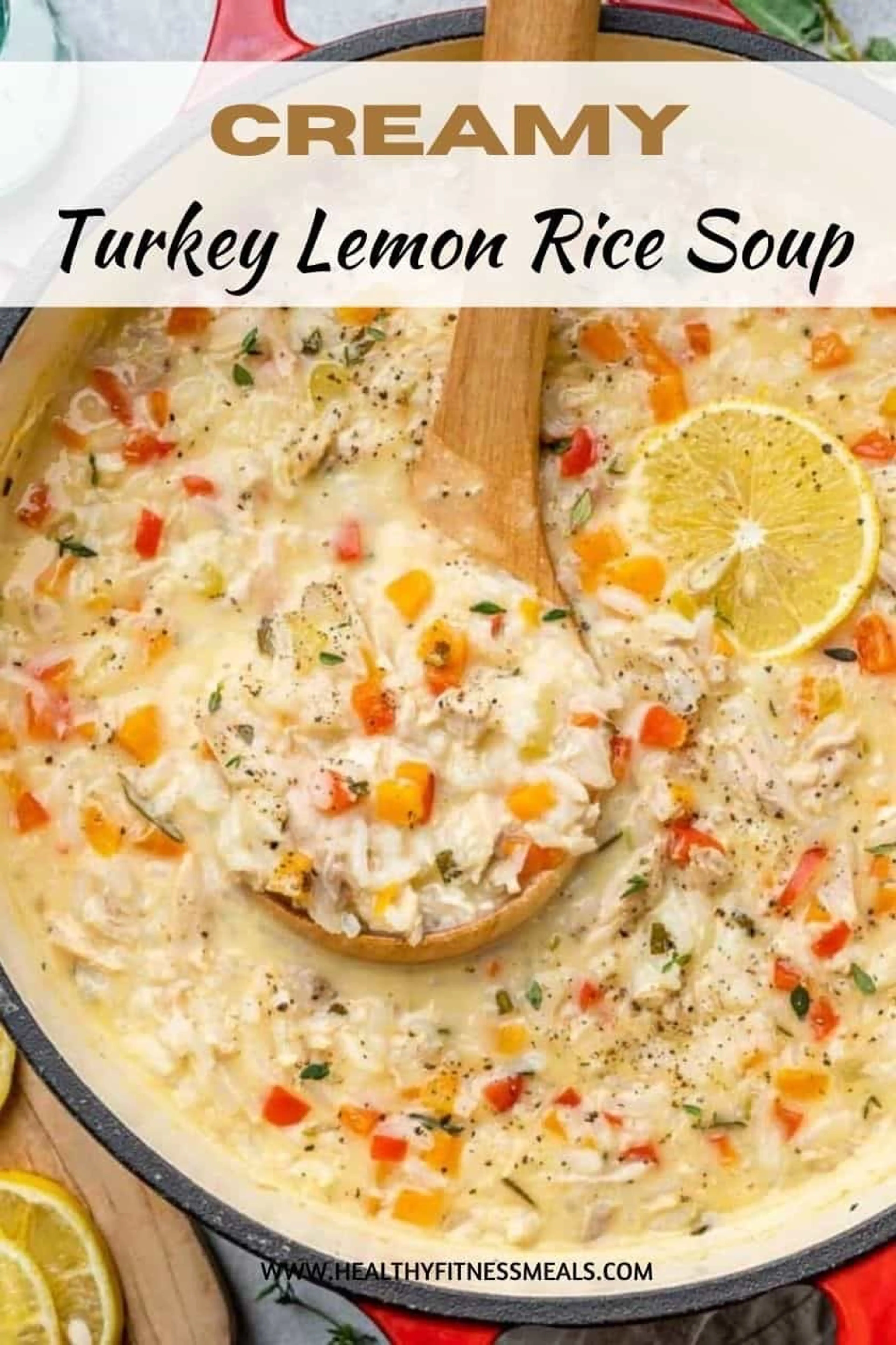 Creamy Turkey Lemon Rice Soup