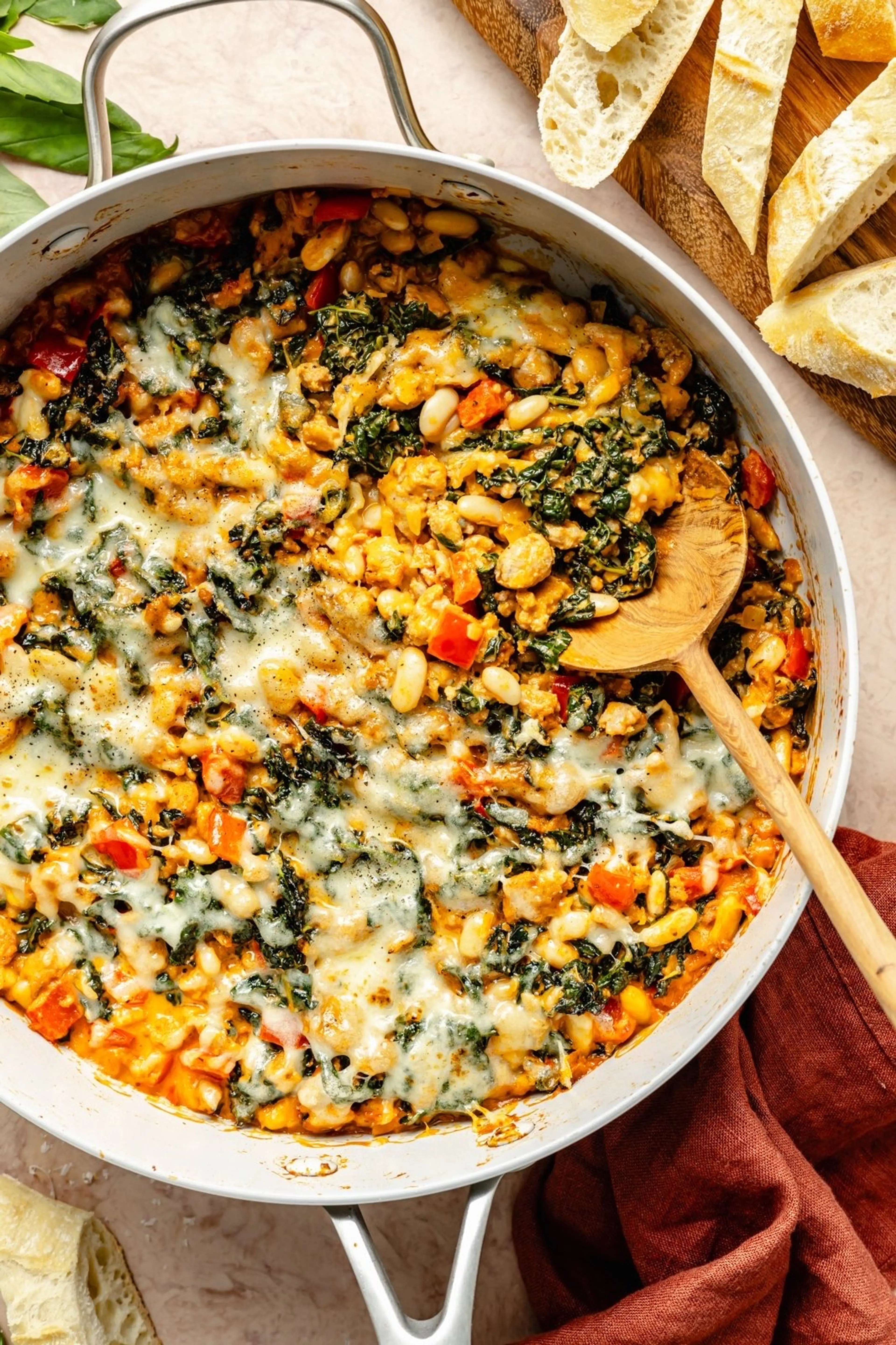 One Pan White Wine Chicken Sausage White Bean Bake