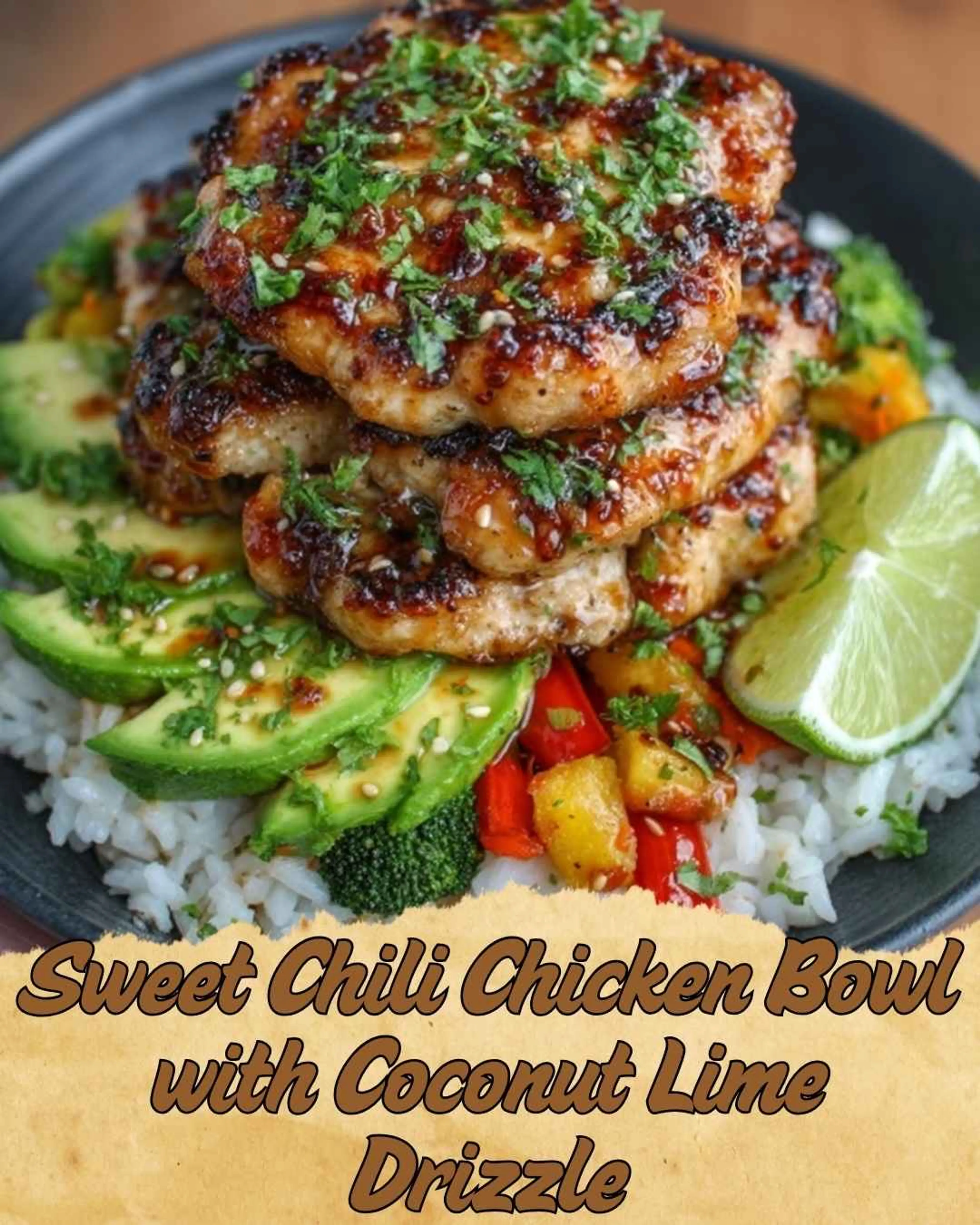 Sweet Chili Chicken Bowl with Coconut Lime Drizzle
