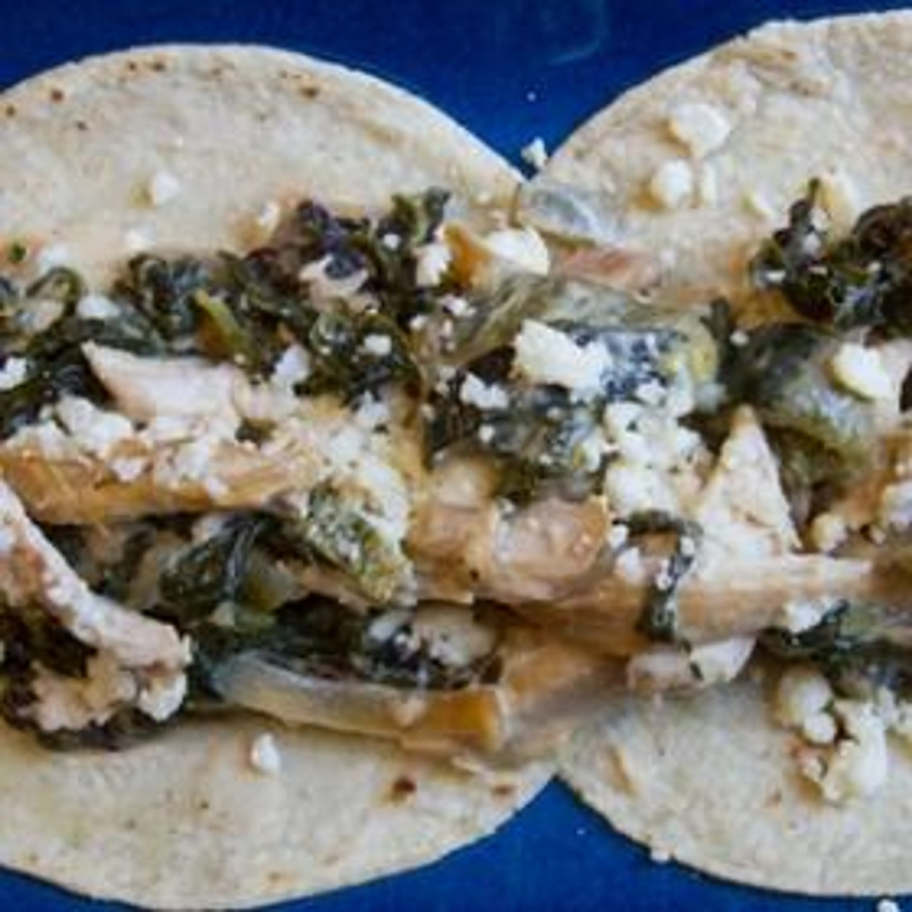 Creamy Chicken and Greens with Roasted Poblano and Carameliz