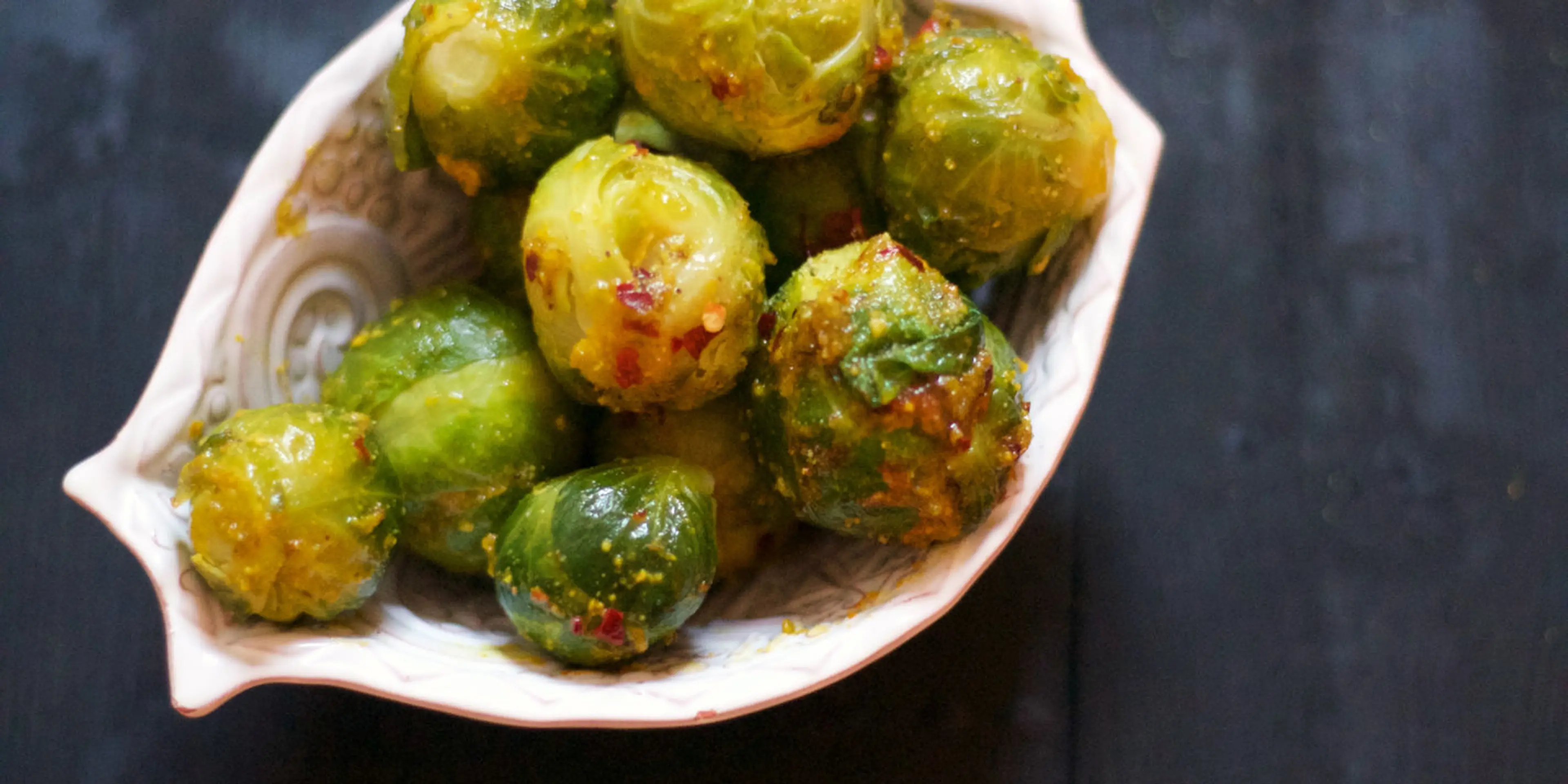 Saffron and pistachio butter Brussels sprouts