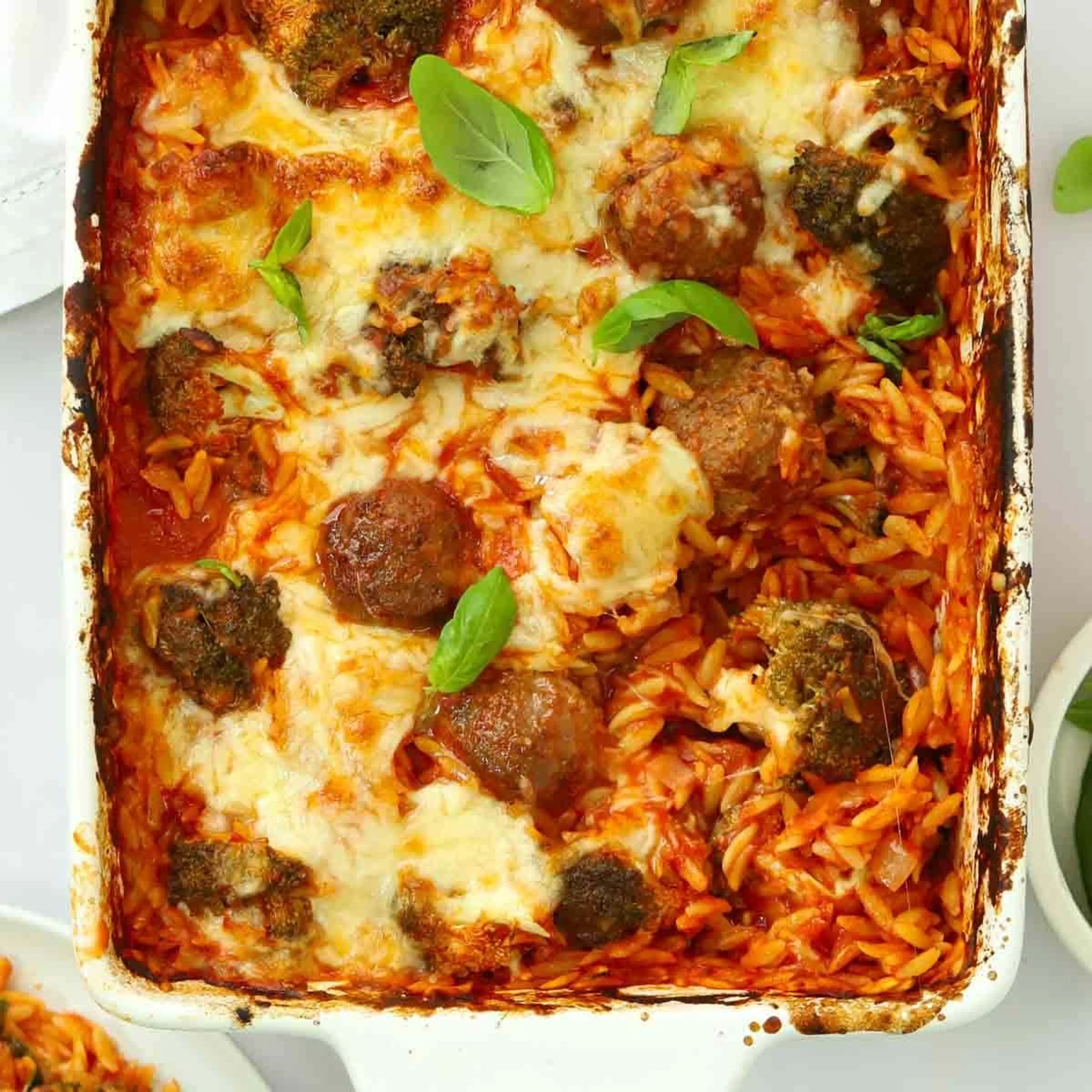 Meatball Orzo Bake {One Pot}