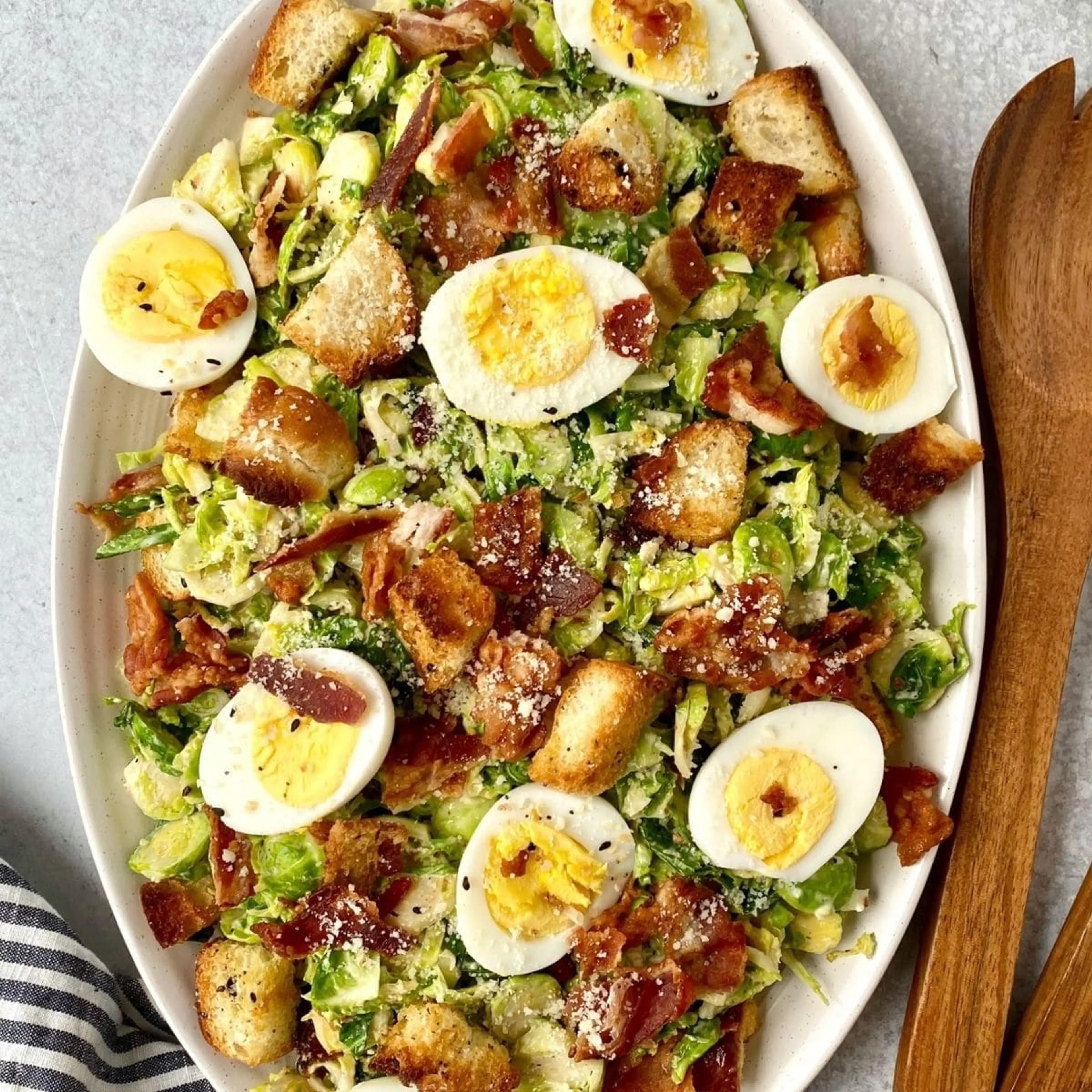 Warm Brussels Sprouts Caesar Salad