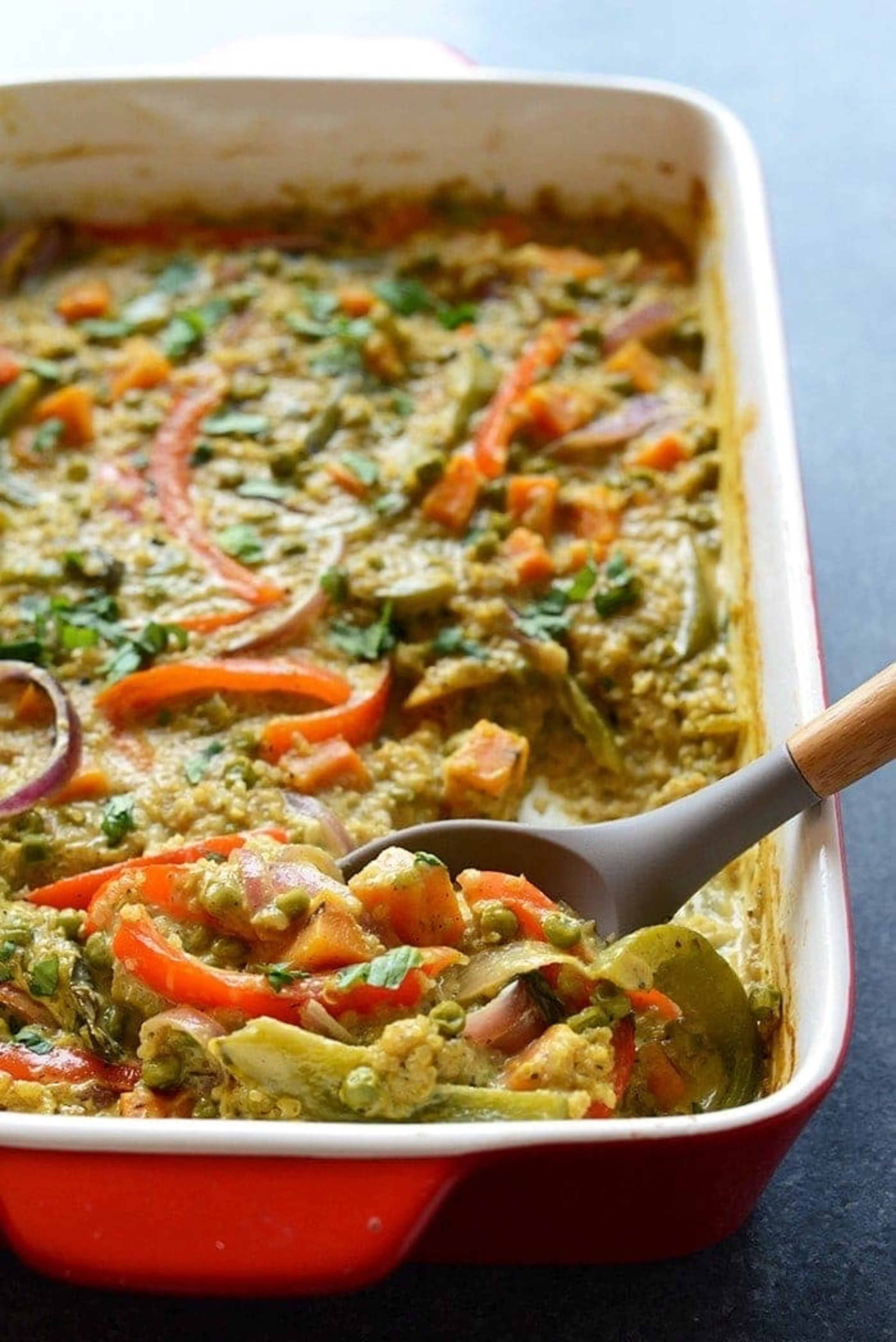 Sweet Potato Green Curry Quinoa Casserole