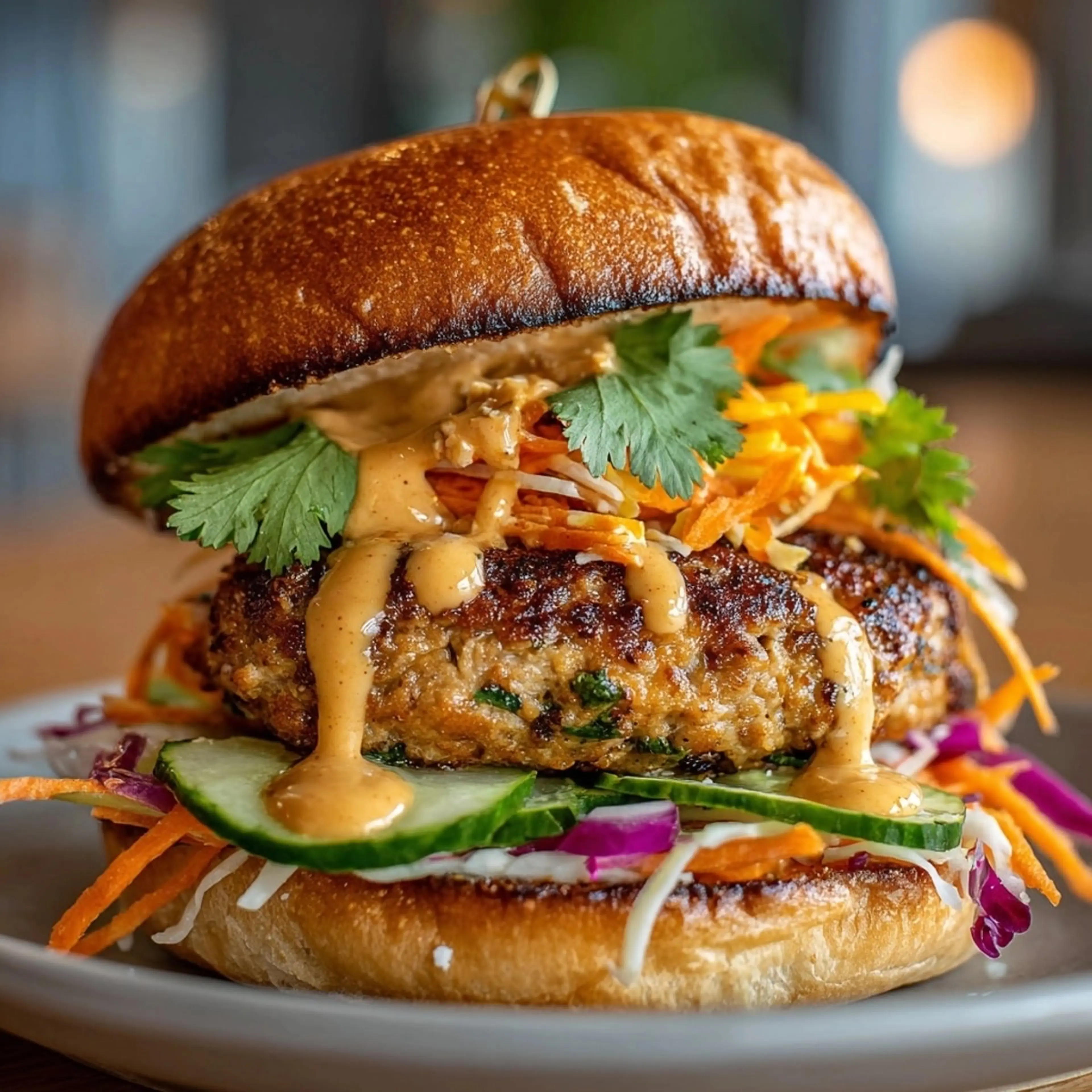 Thai Peanut Turkey Burgers