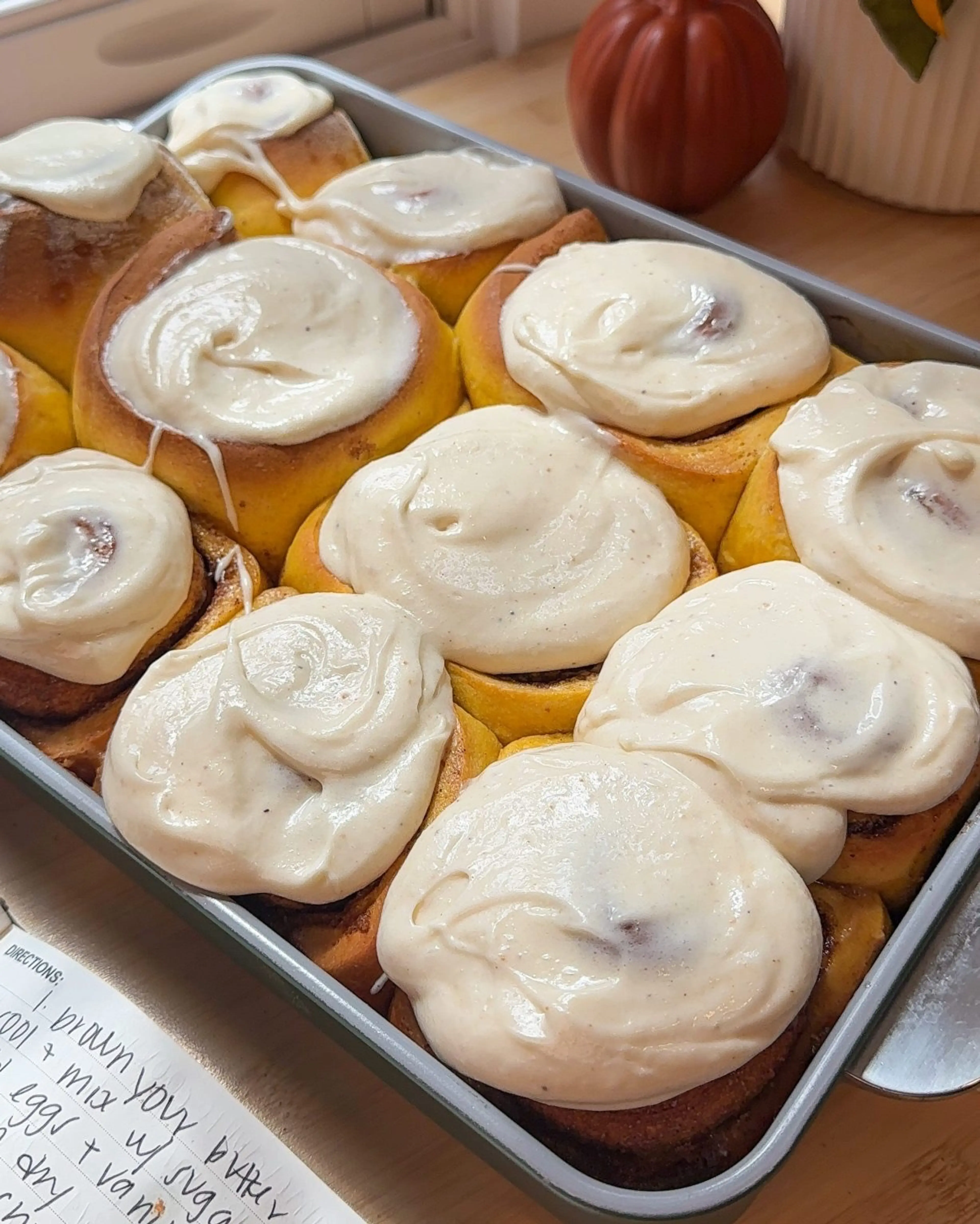 BROWN BUTTER PUMPKIN CINNAMON ROLLS WITH MAPLE CREAM CHEESE