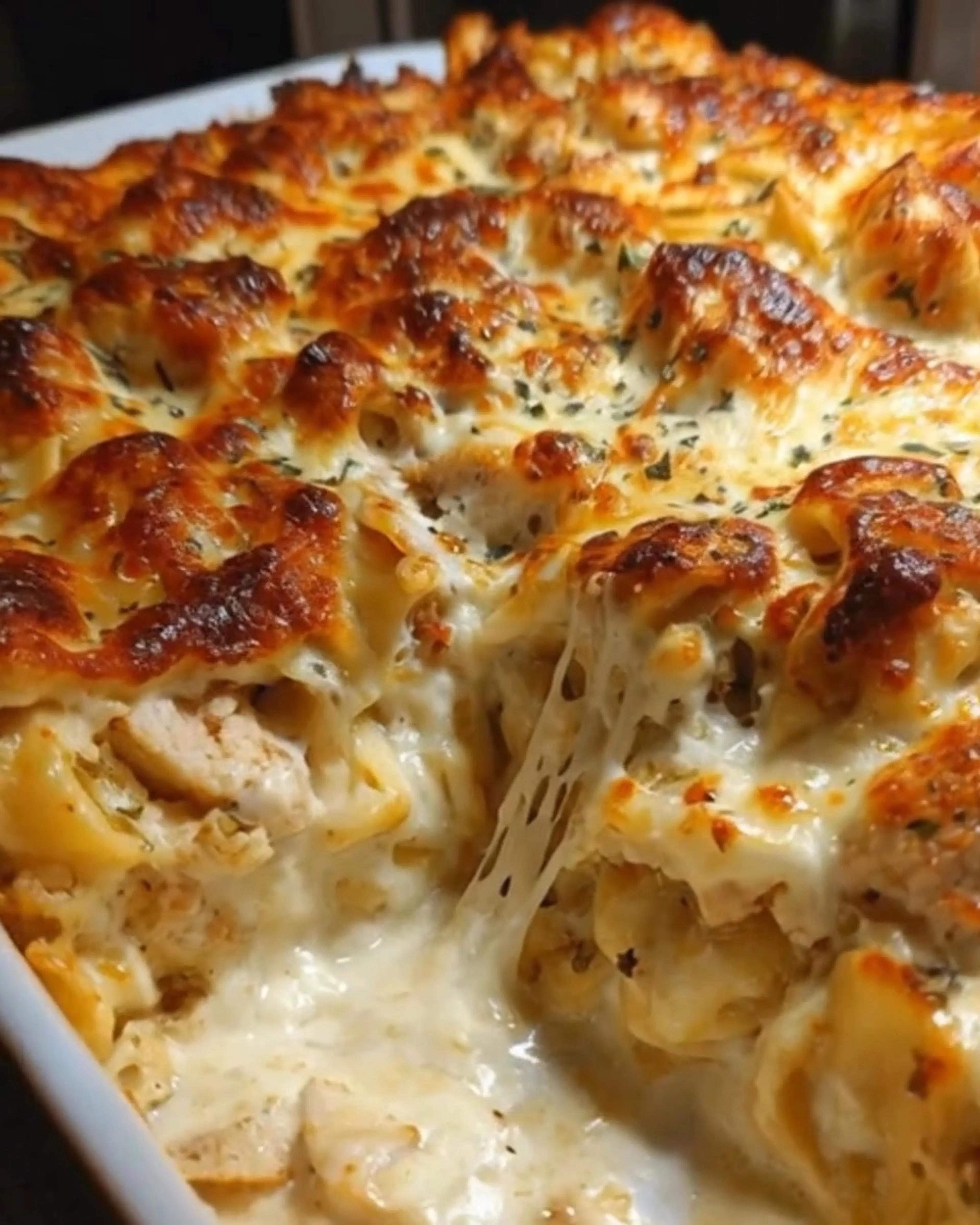 Chicken Alfredo Tortellini with Mozzarella - Baked