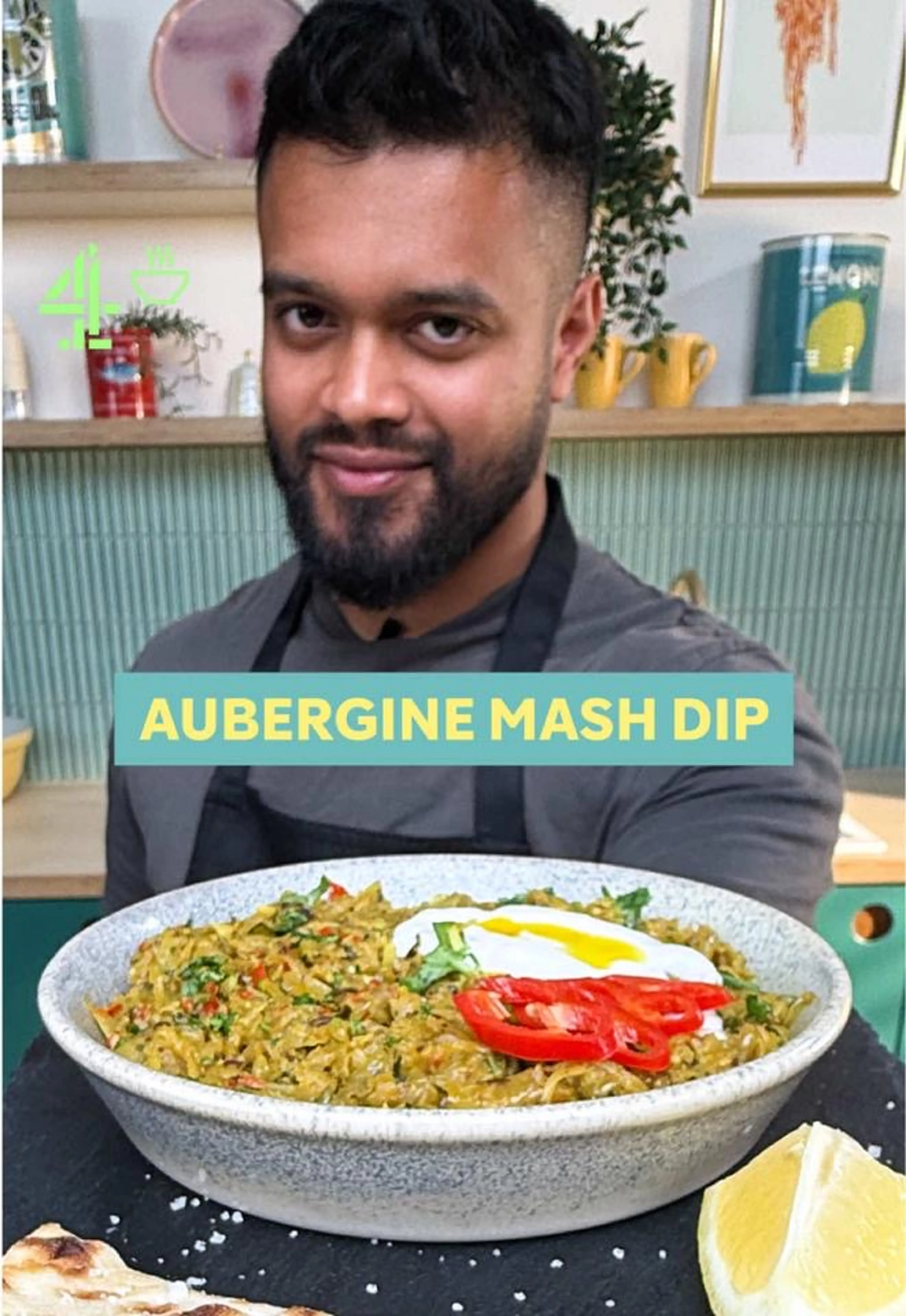 Minced Curry Aubergiene With Pitta