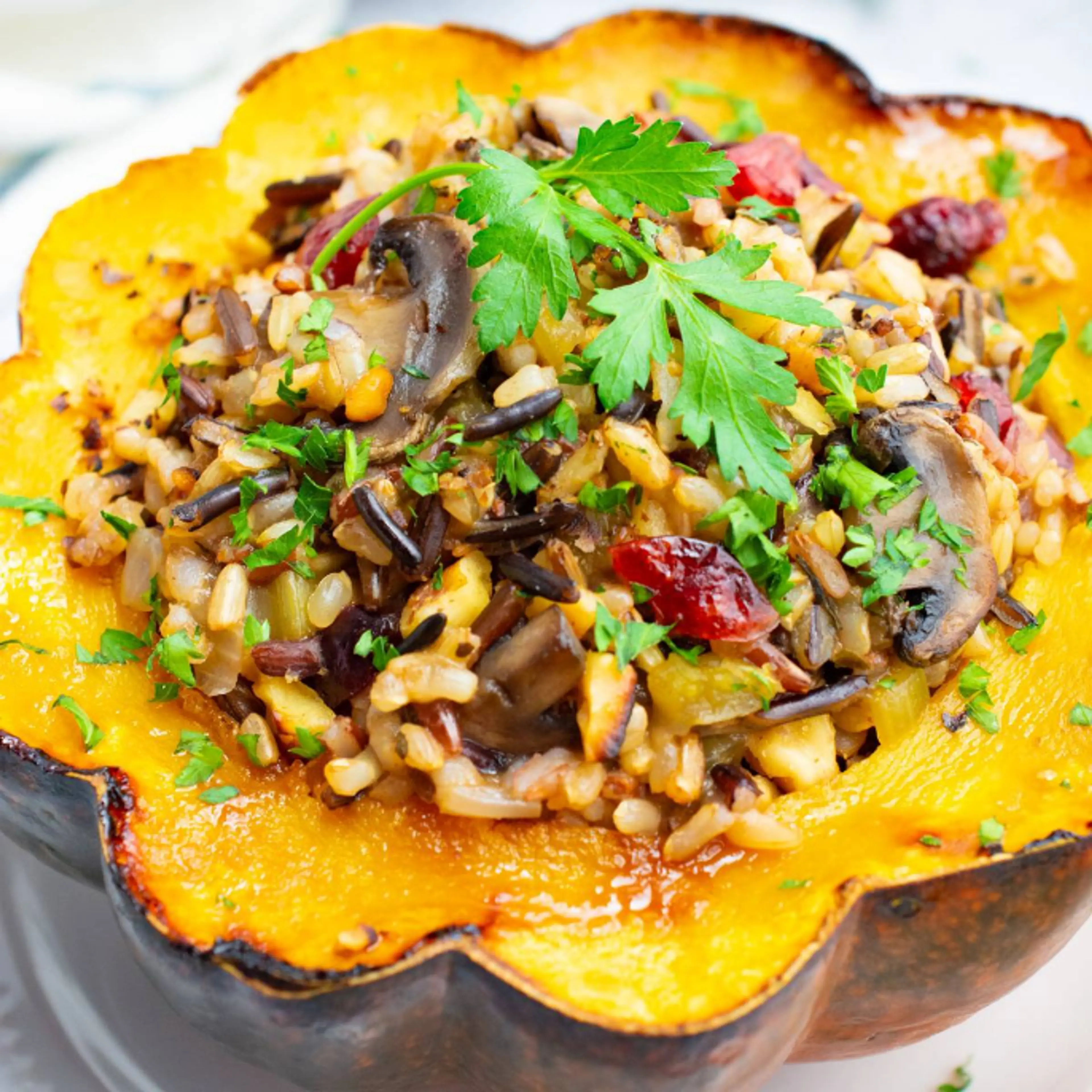 Wild Rice Stuffed Acorn Squash