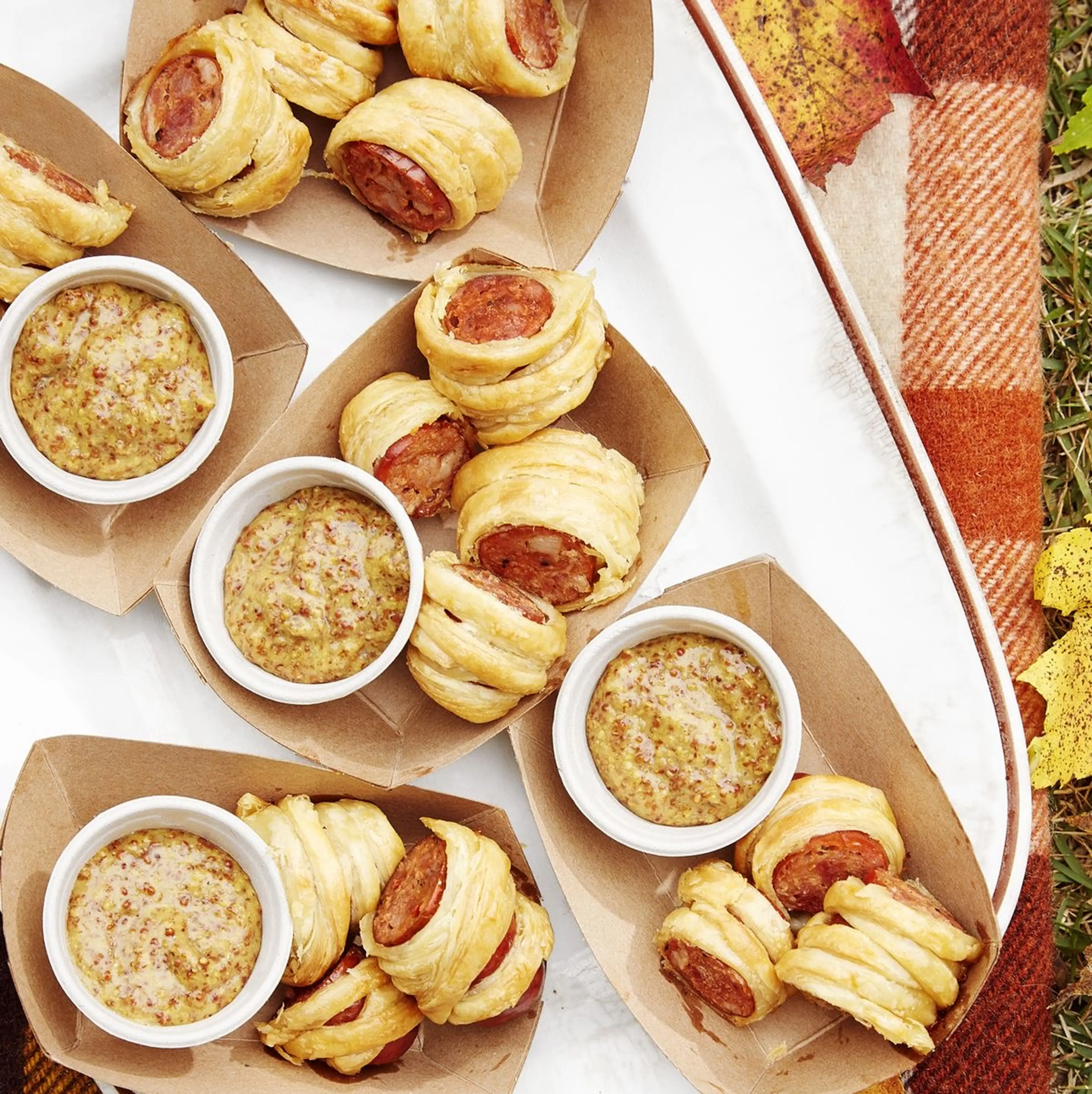 Cajun Sausage Puffs with Bourbon Mustard
