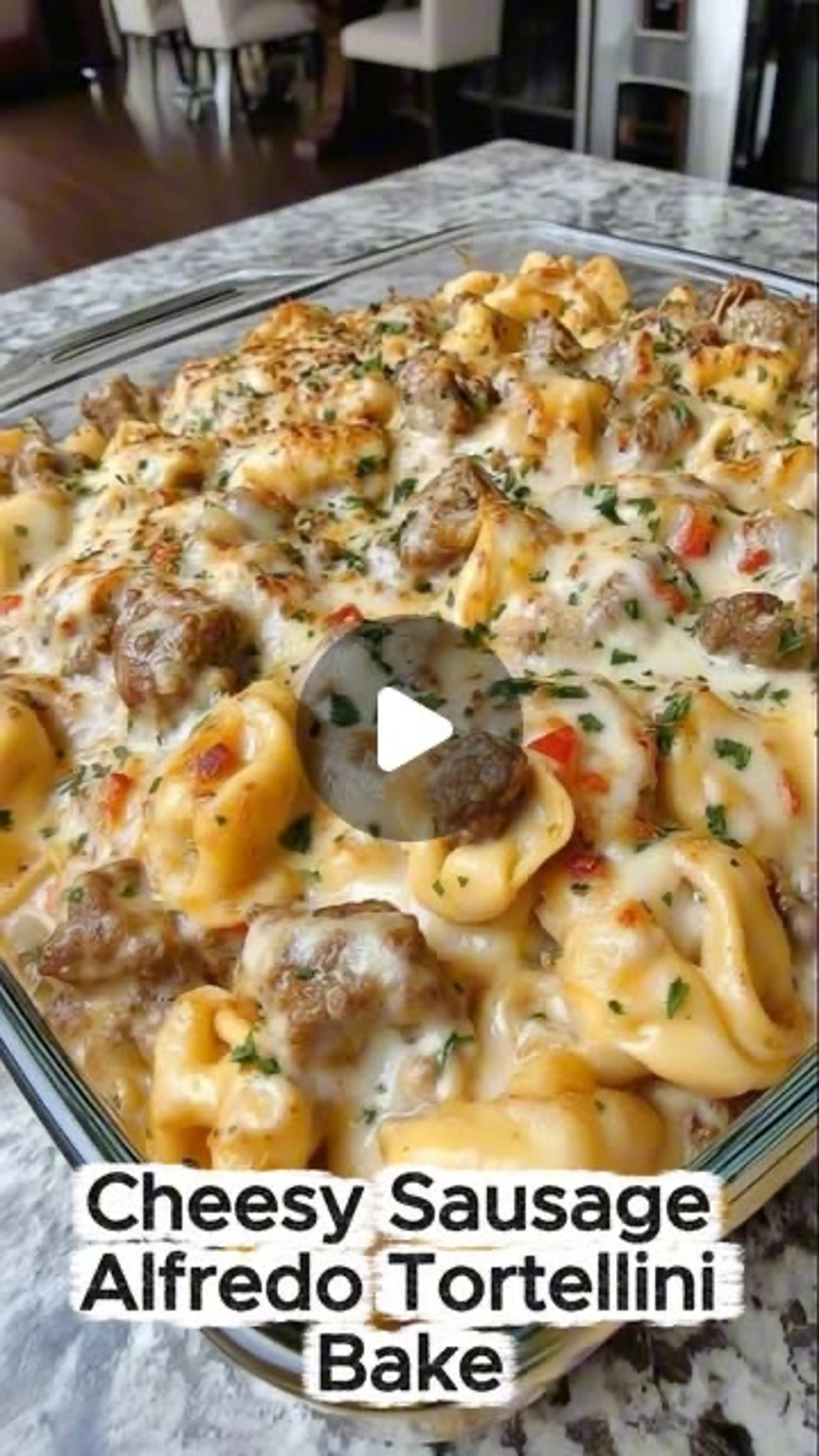 Cheesy Sausage Alfredo Tortellini Bake