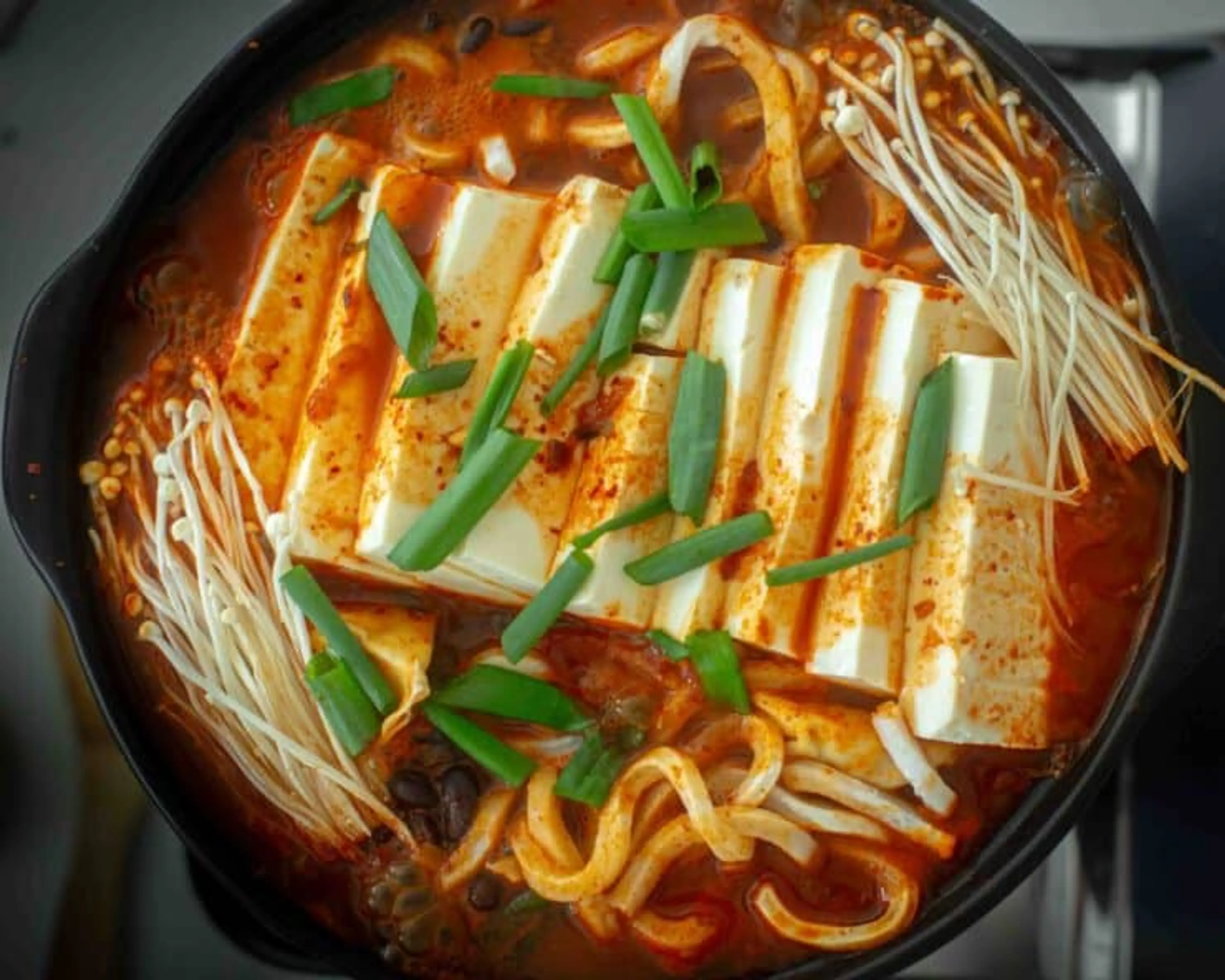 Easy & Hi-Protein Vegan Kimchi Jjigae.