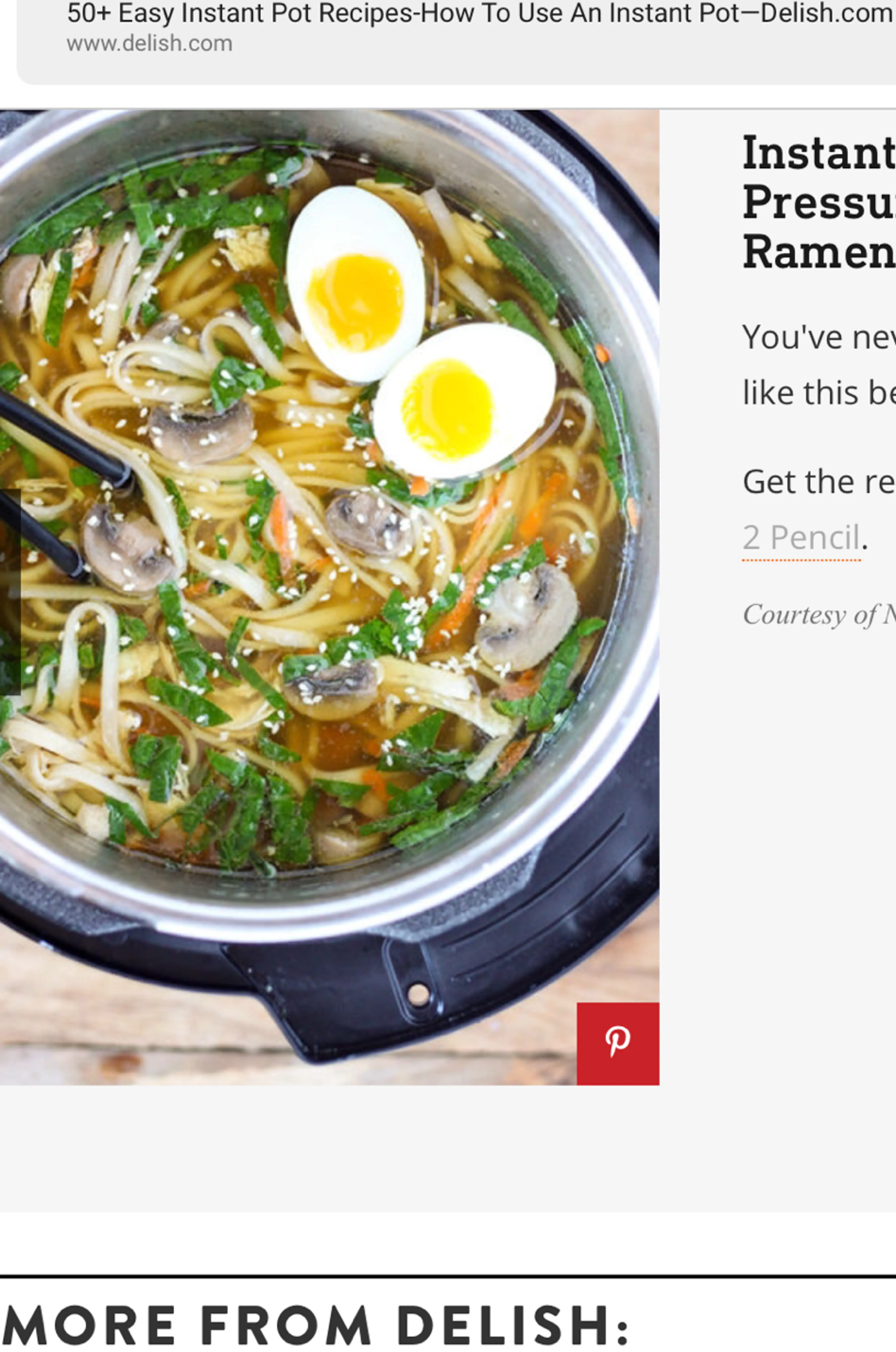 Insta Pot Ramen Soup