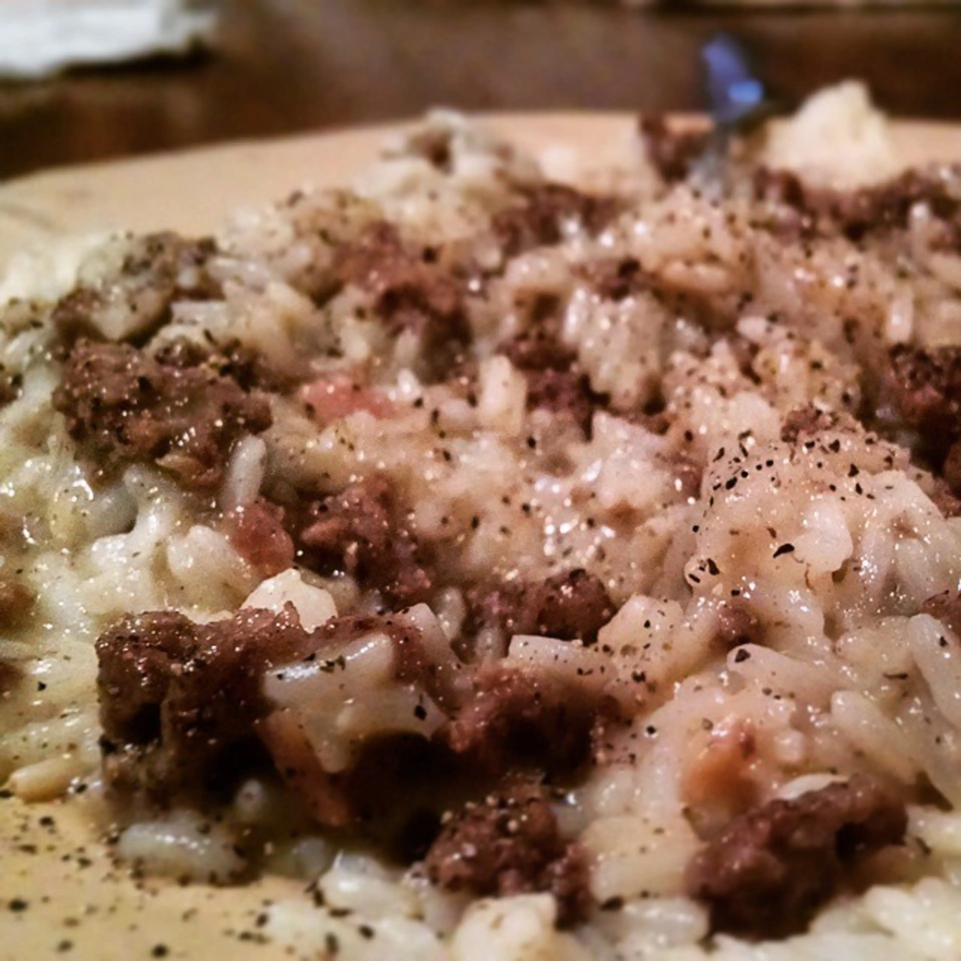 Hamburger & Cream of Mushroom Soup over Rice