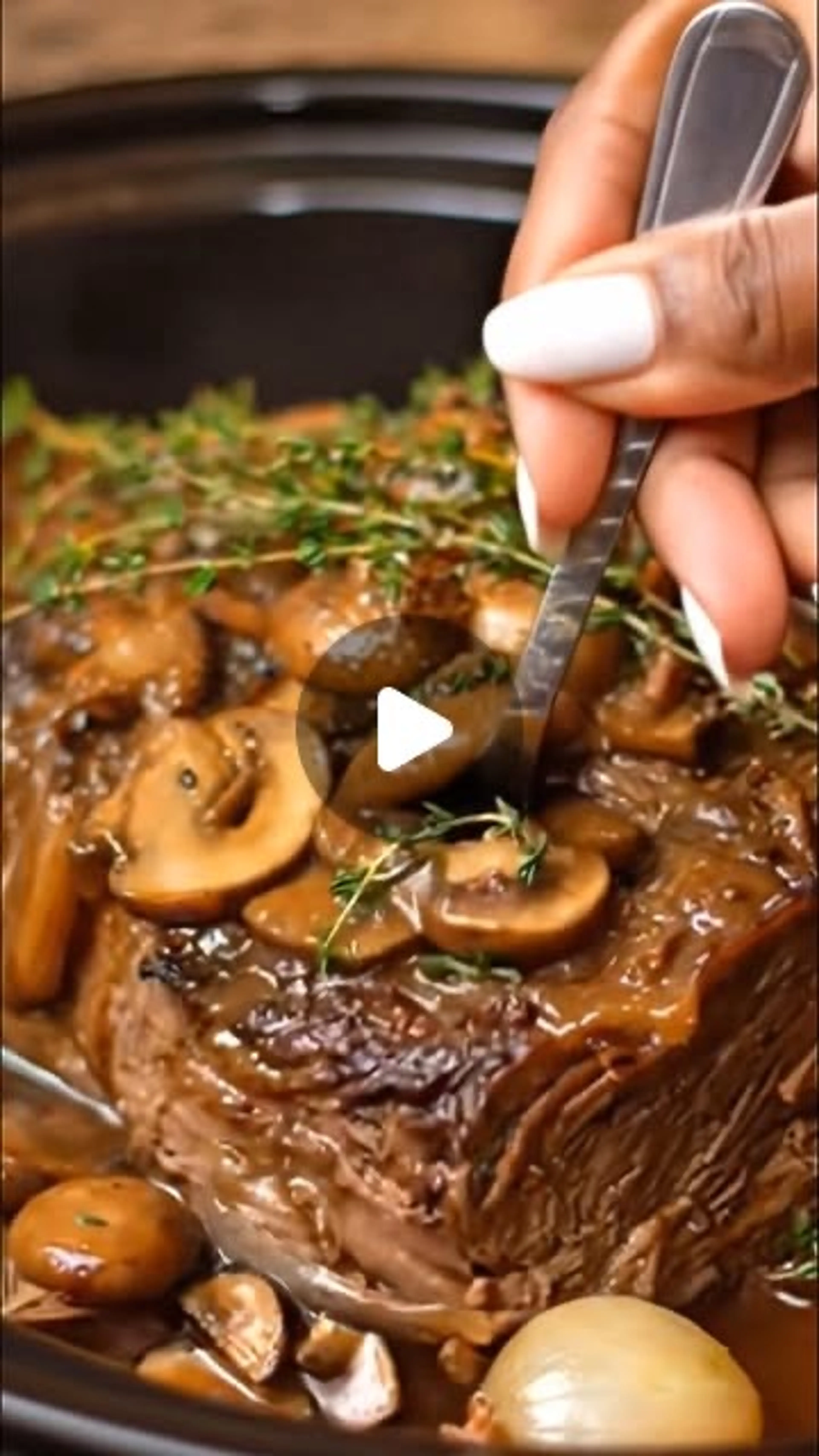 Slow Cooker Beef Roast with Mushrooms & Onions