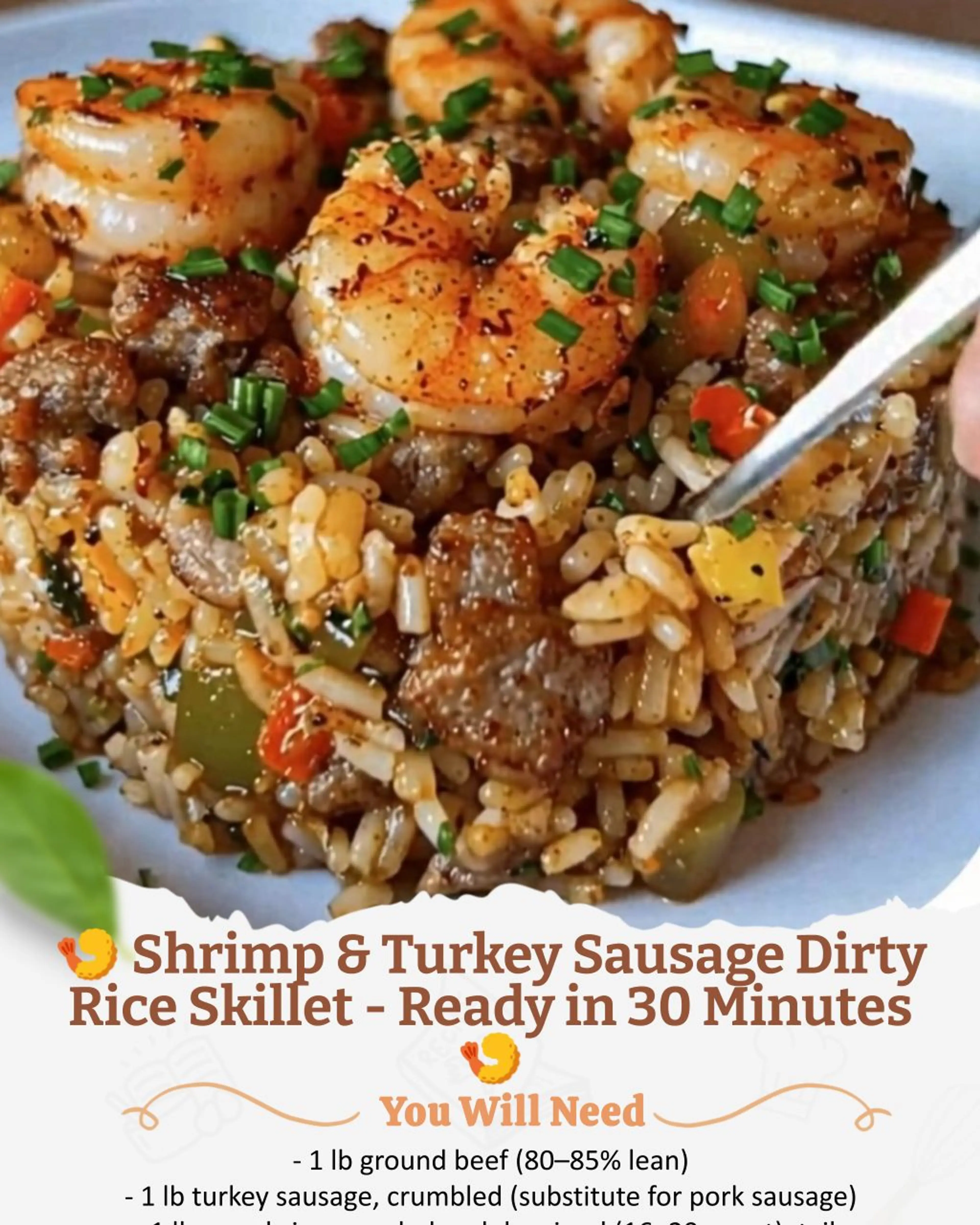 Shrimp & Turkey Sausage Dirty Rice Skillet