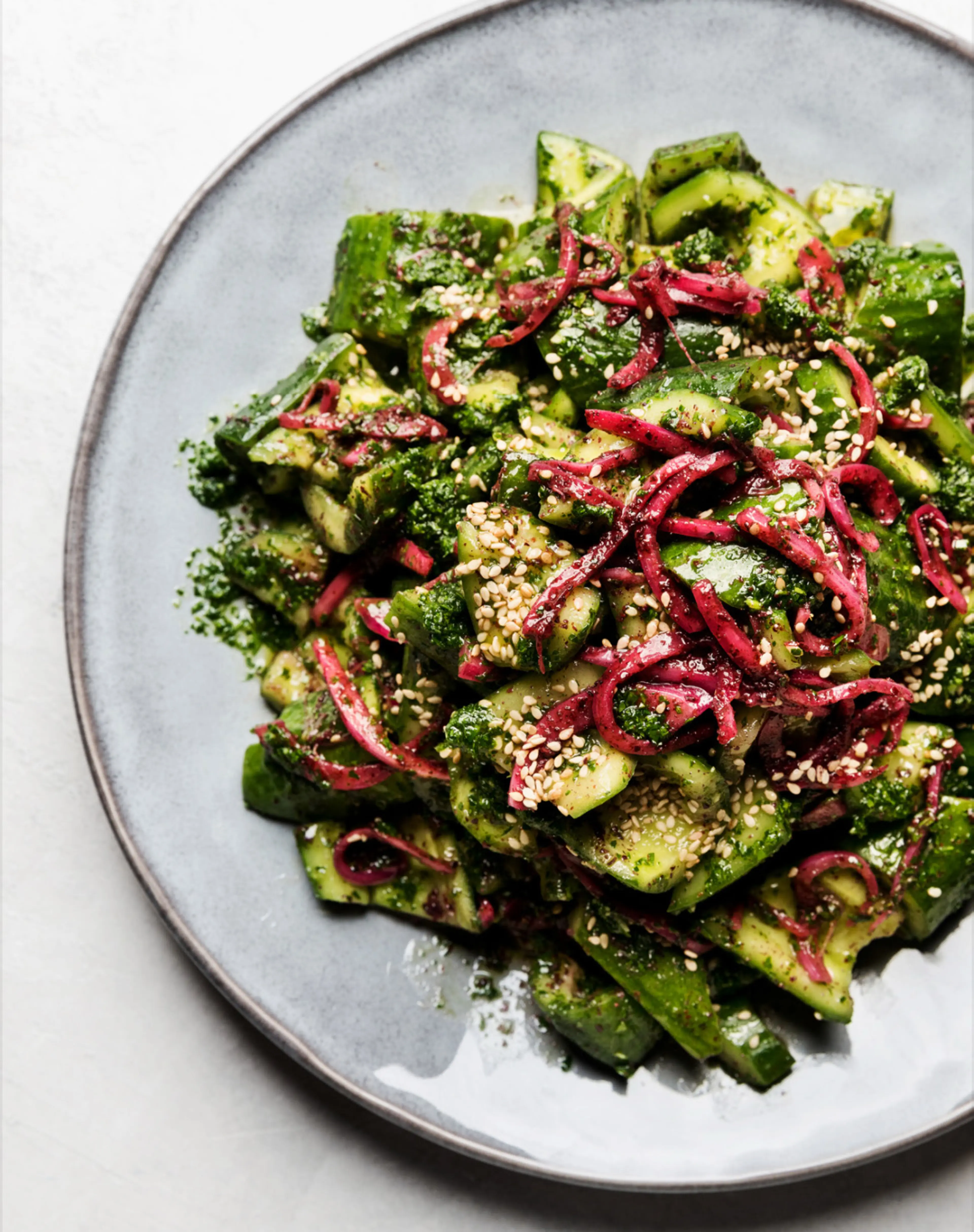 Smacked Cucumber Salad With Sumac- Pickled Onions