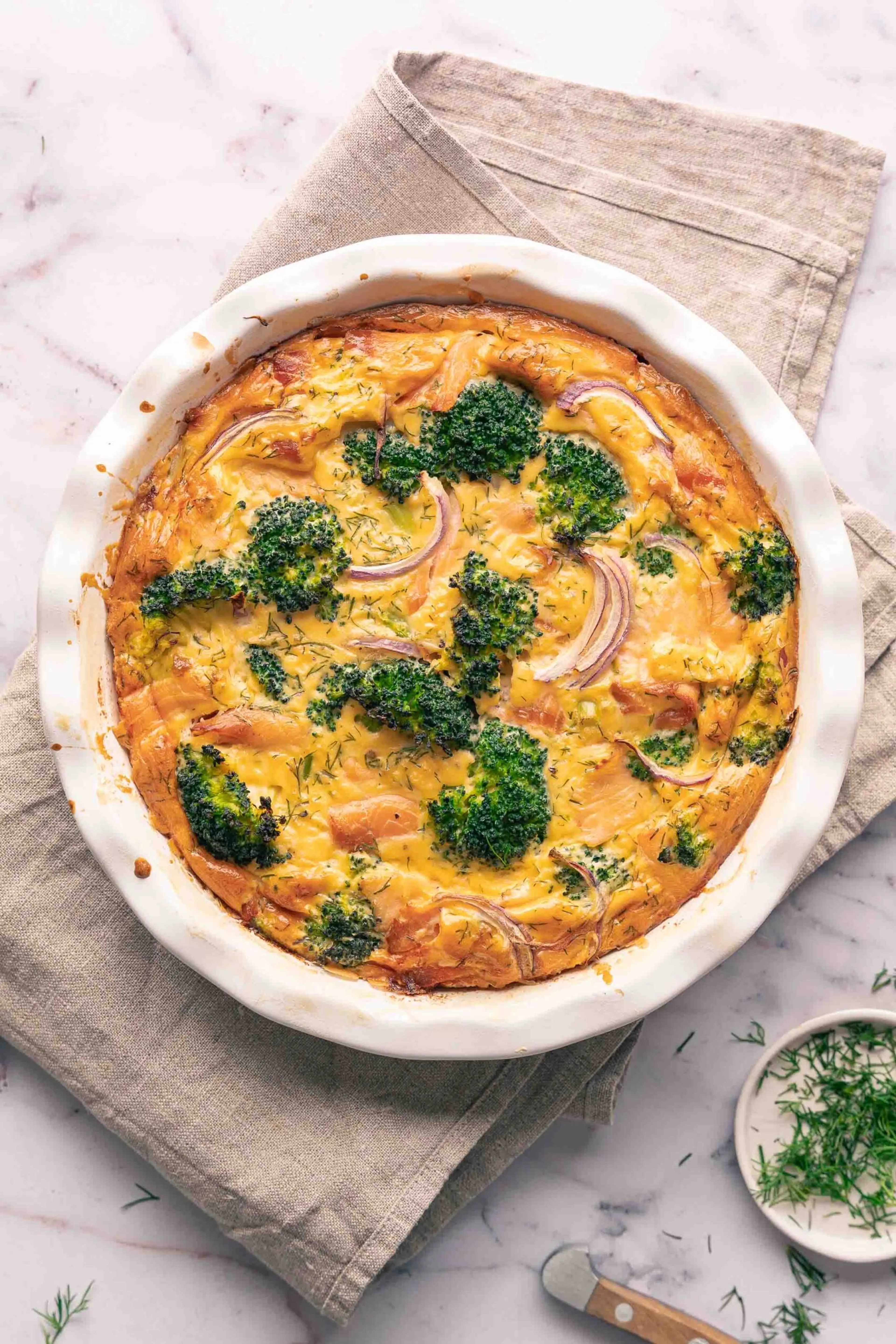Crustless Salmon and Broccoli Quiche