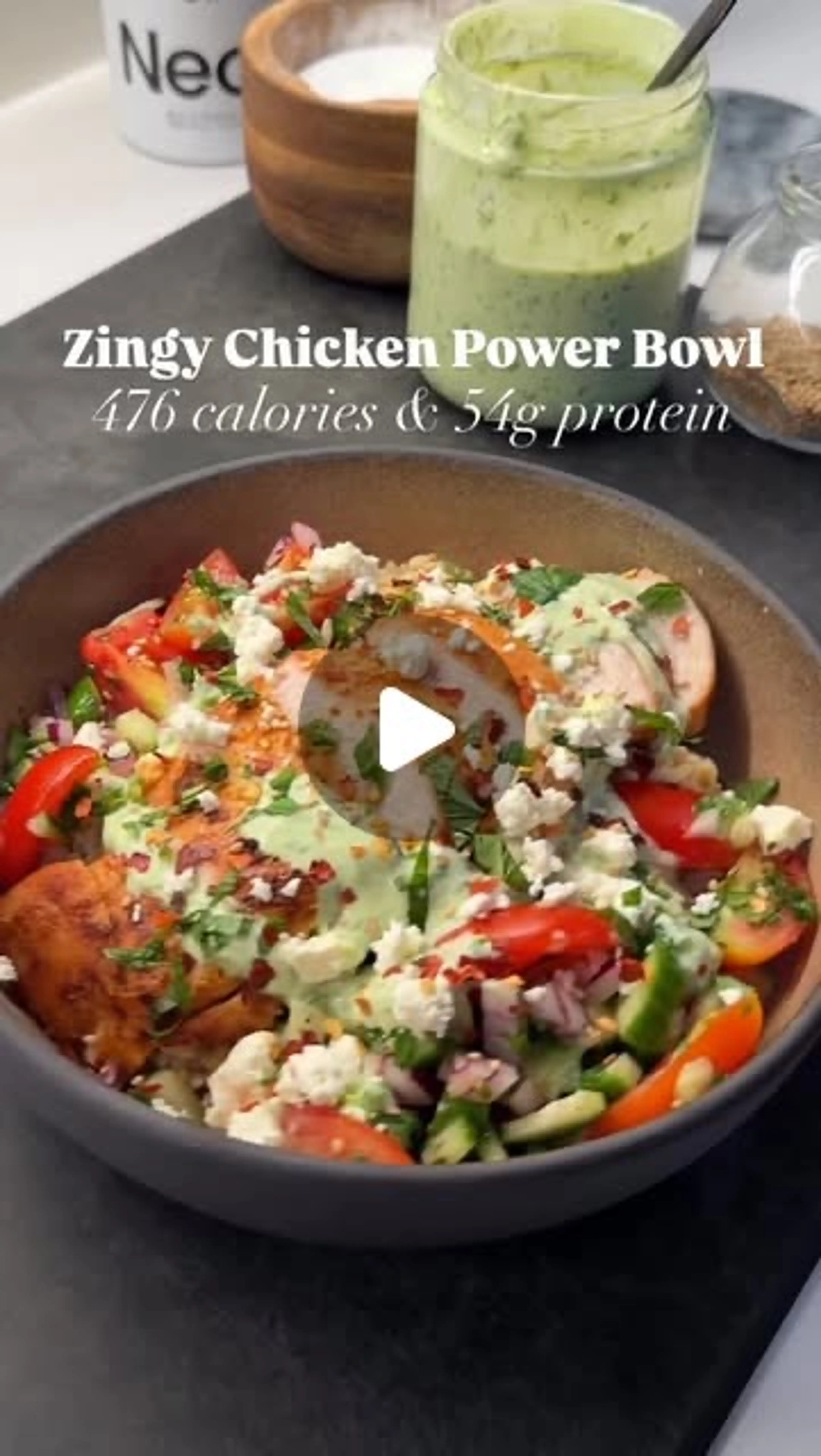 Zingy Chicken Power Bowl: 476 Cals, 54g Protein