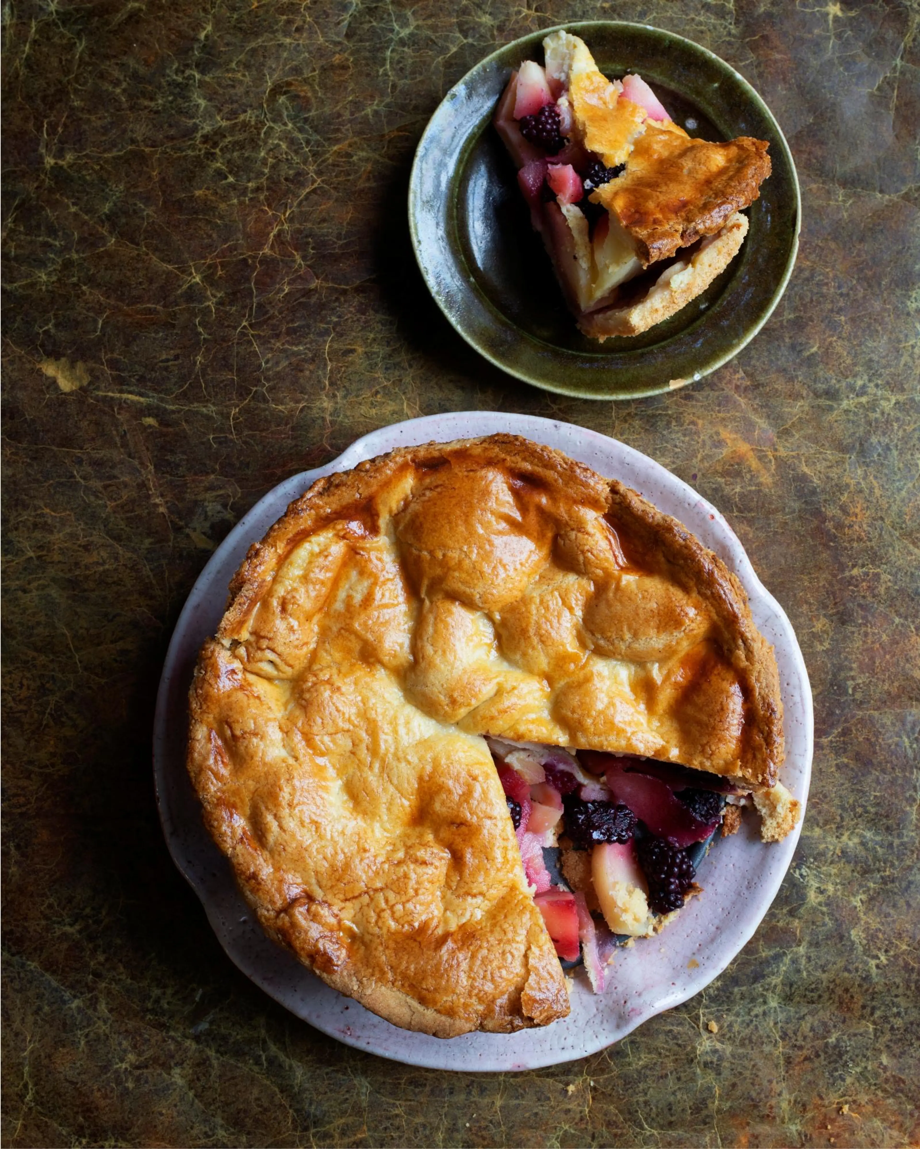 Deep apple and blackberry pie