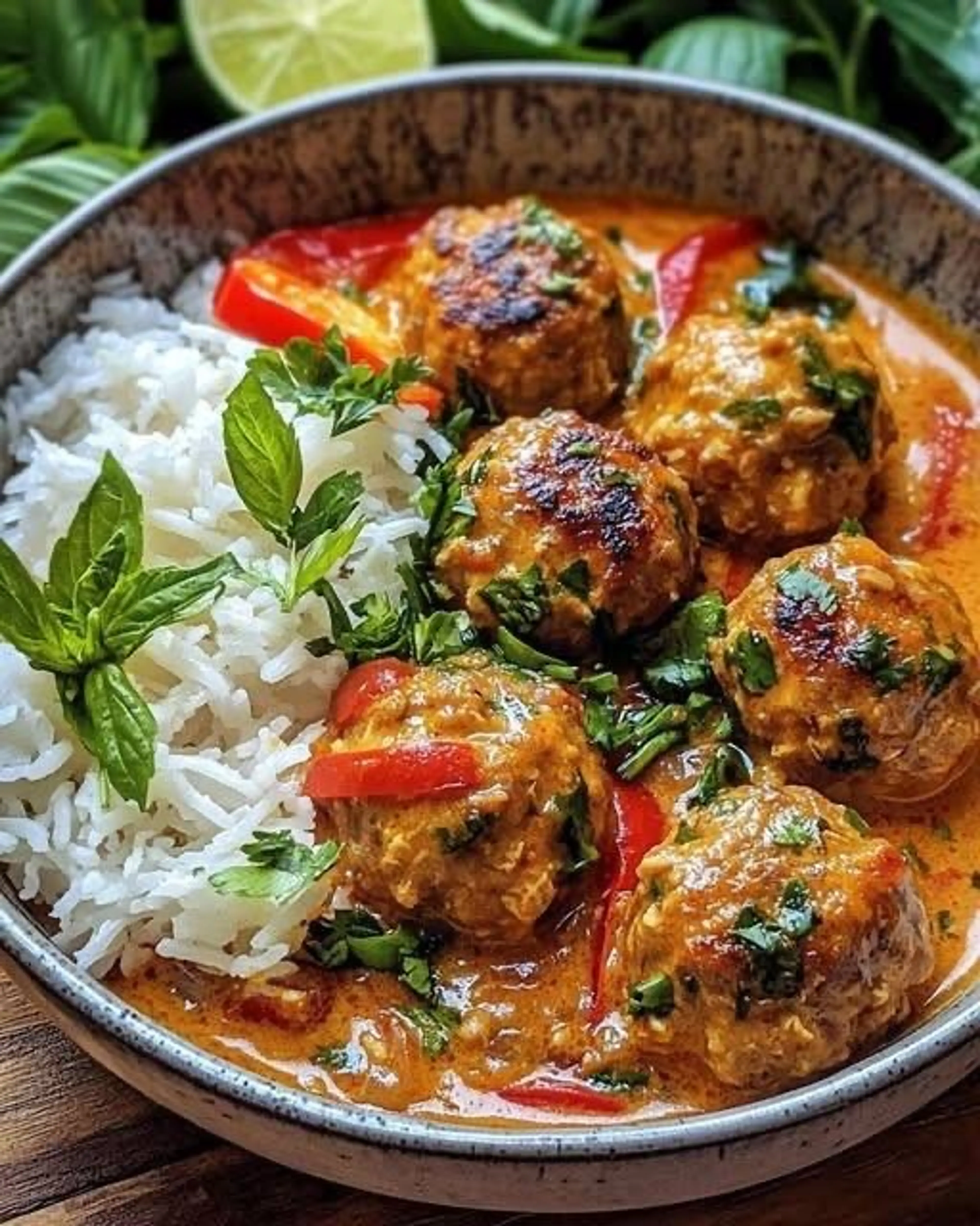 Fragrant Thai Chicken Meatballs Simmered in Creamy Coconut C