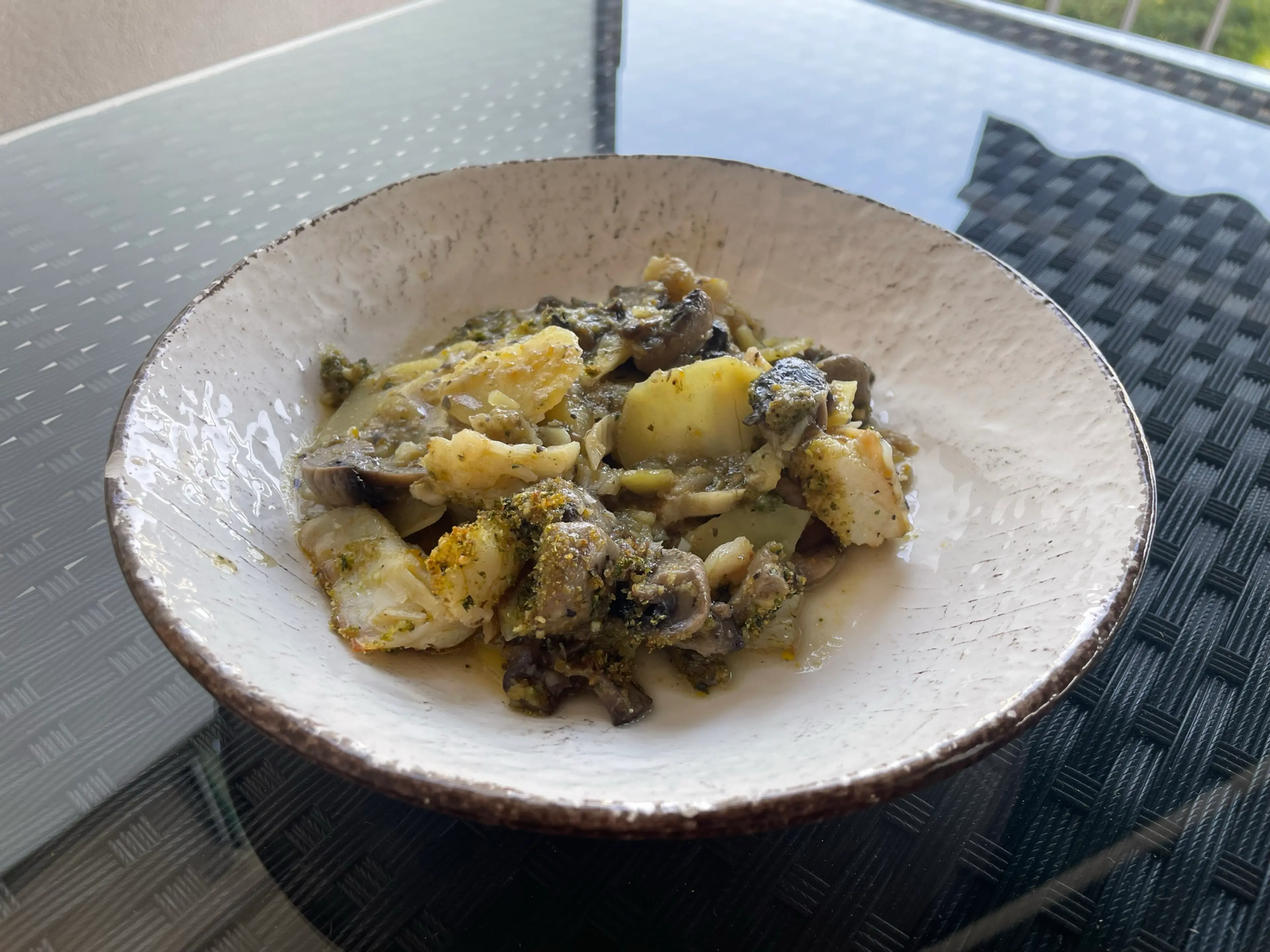Baccalà, patate e funghi