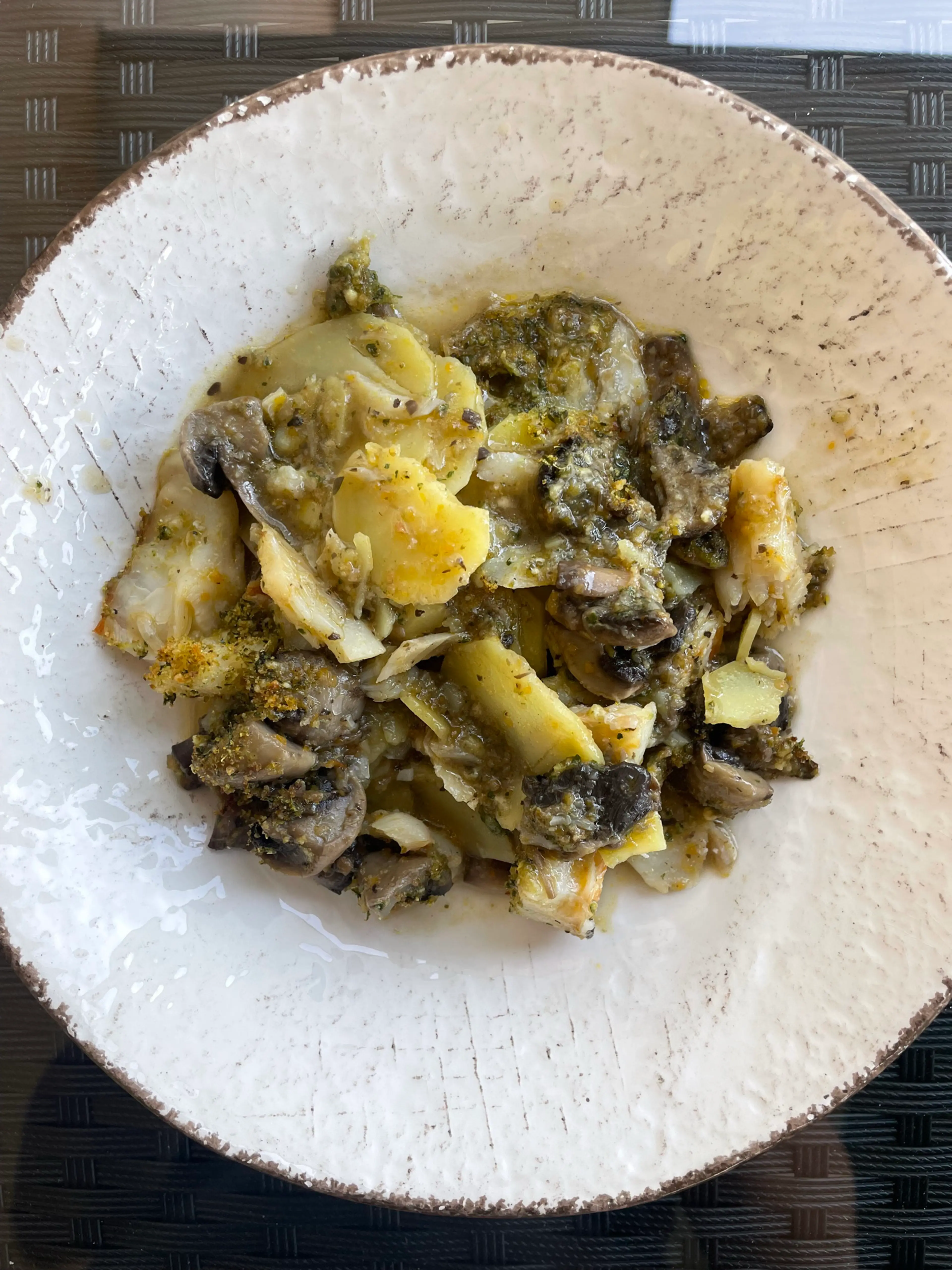 Baccalà, patate e funghi