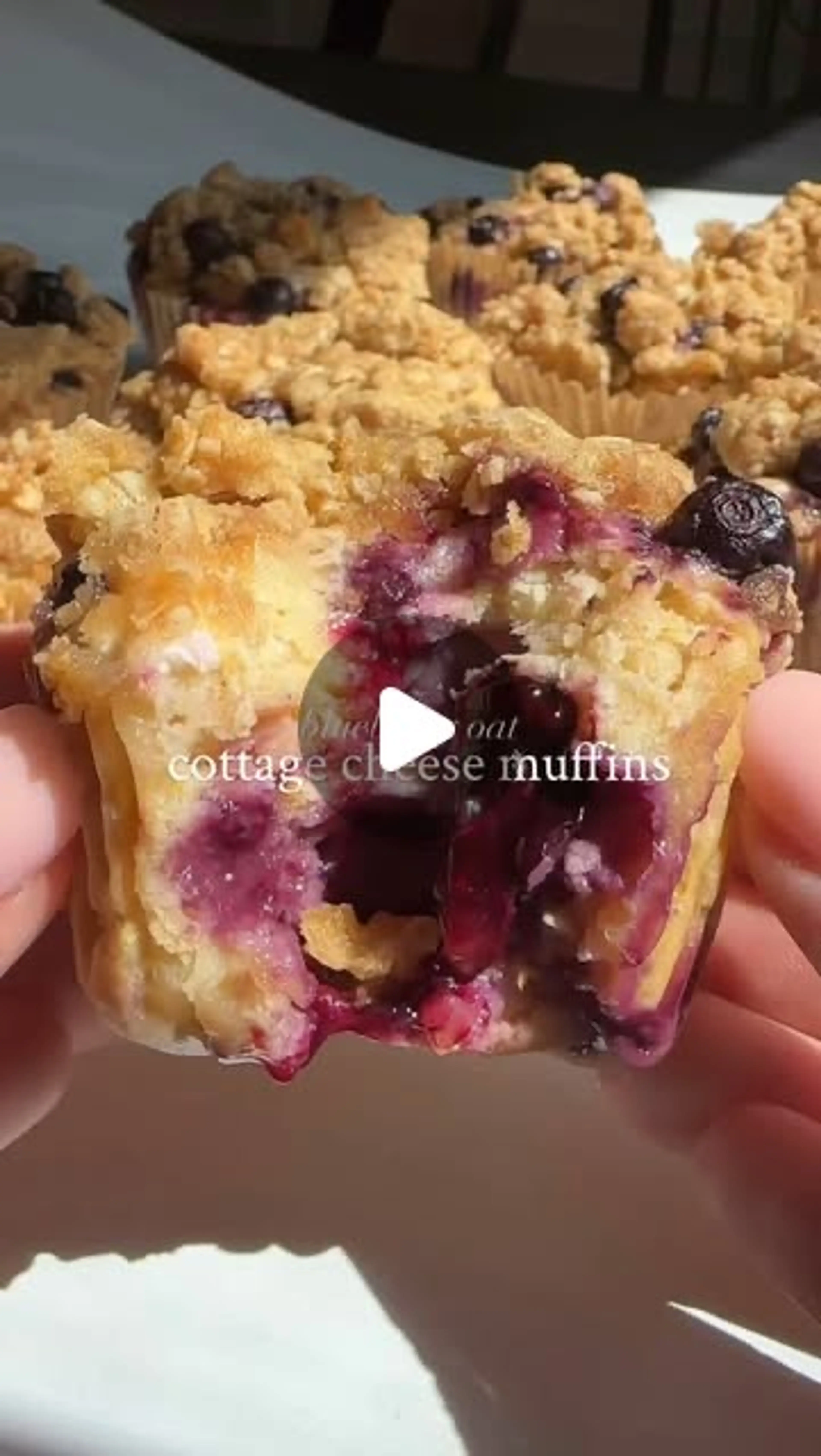 Blueberry Oat Cottage Cheese Muffins