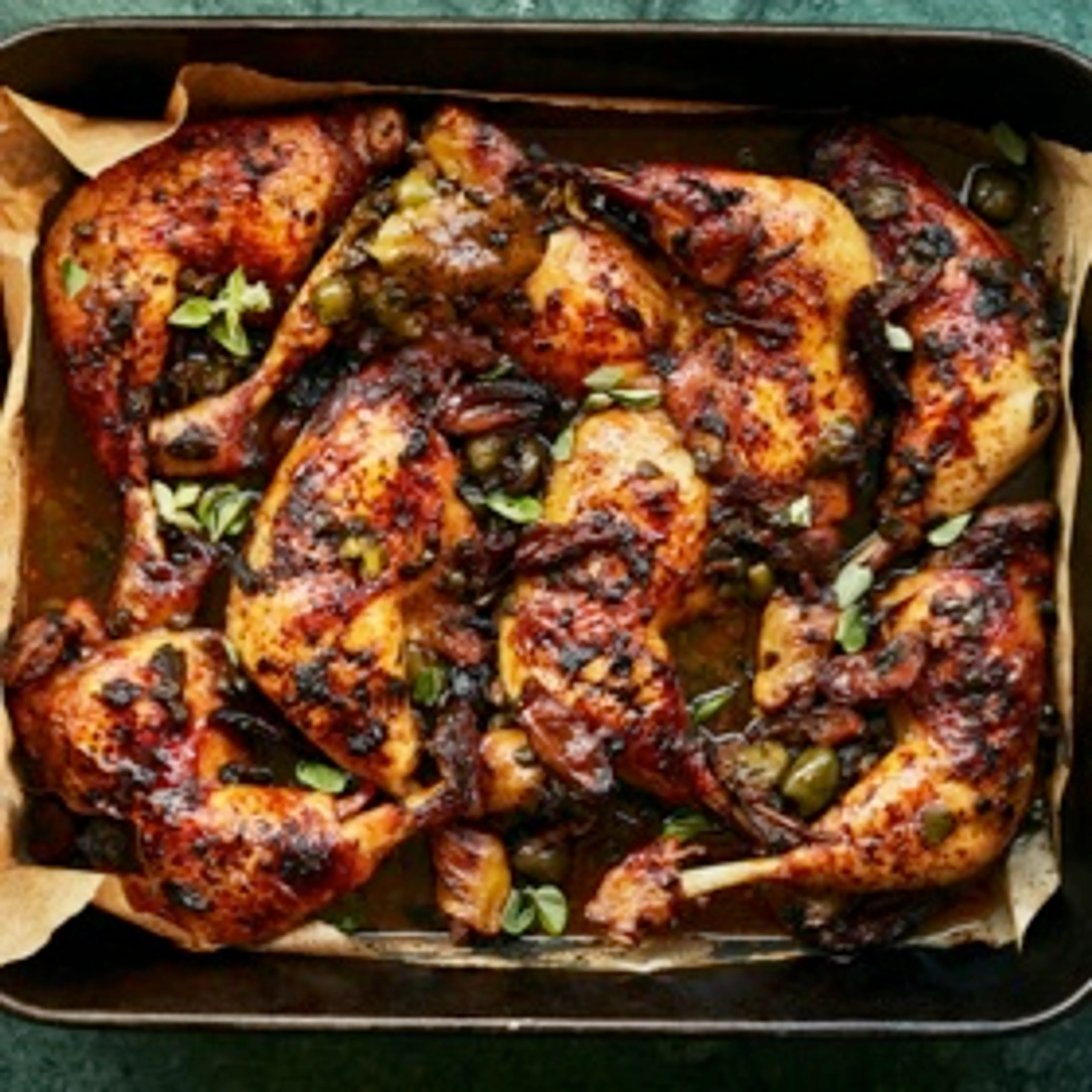 Chicken Roasted with Dates, Olives and Capers