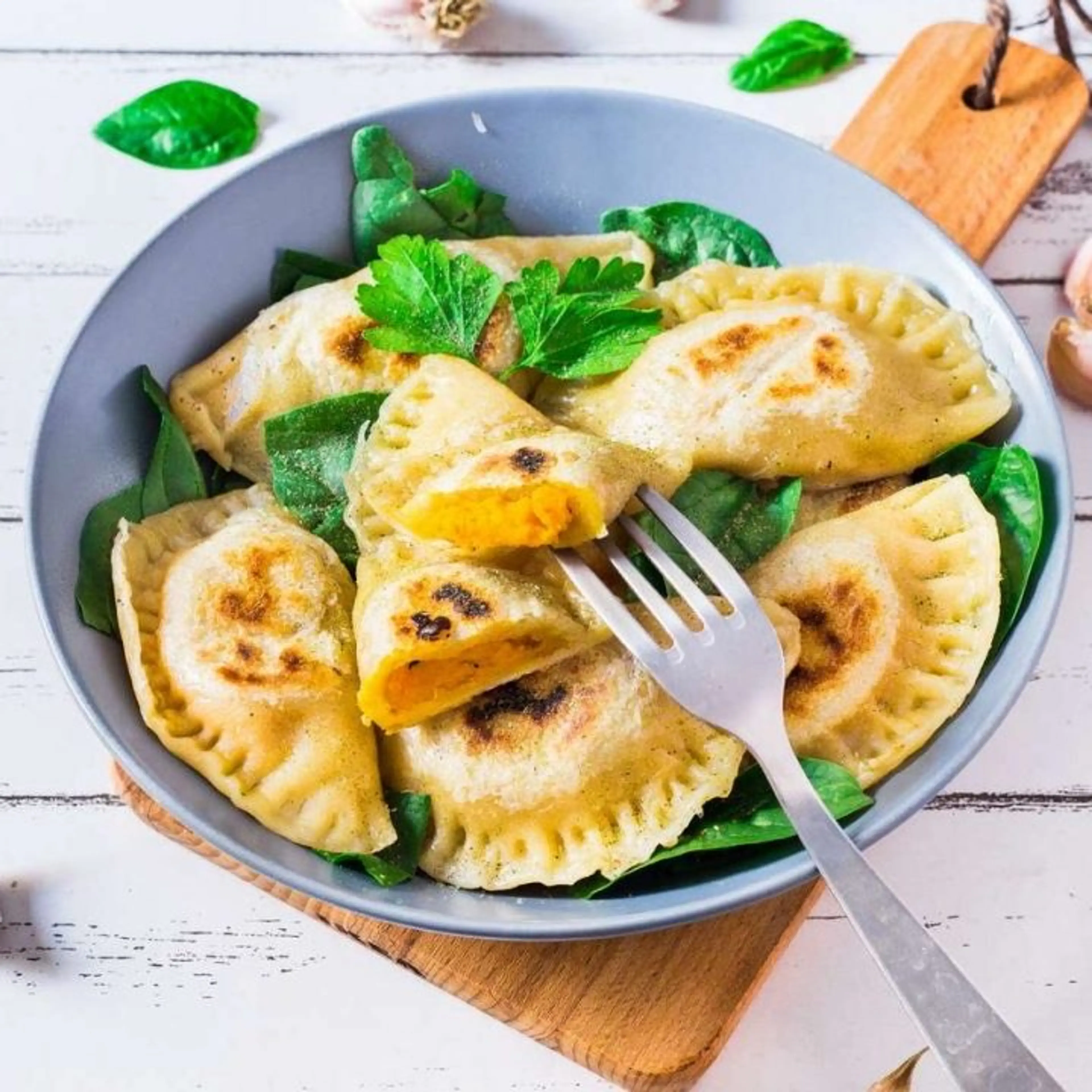 Homemade Vegan Ravioli with Pumpkin Filling