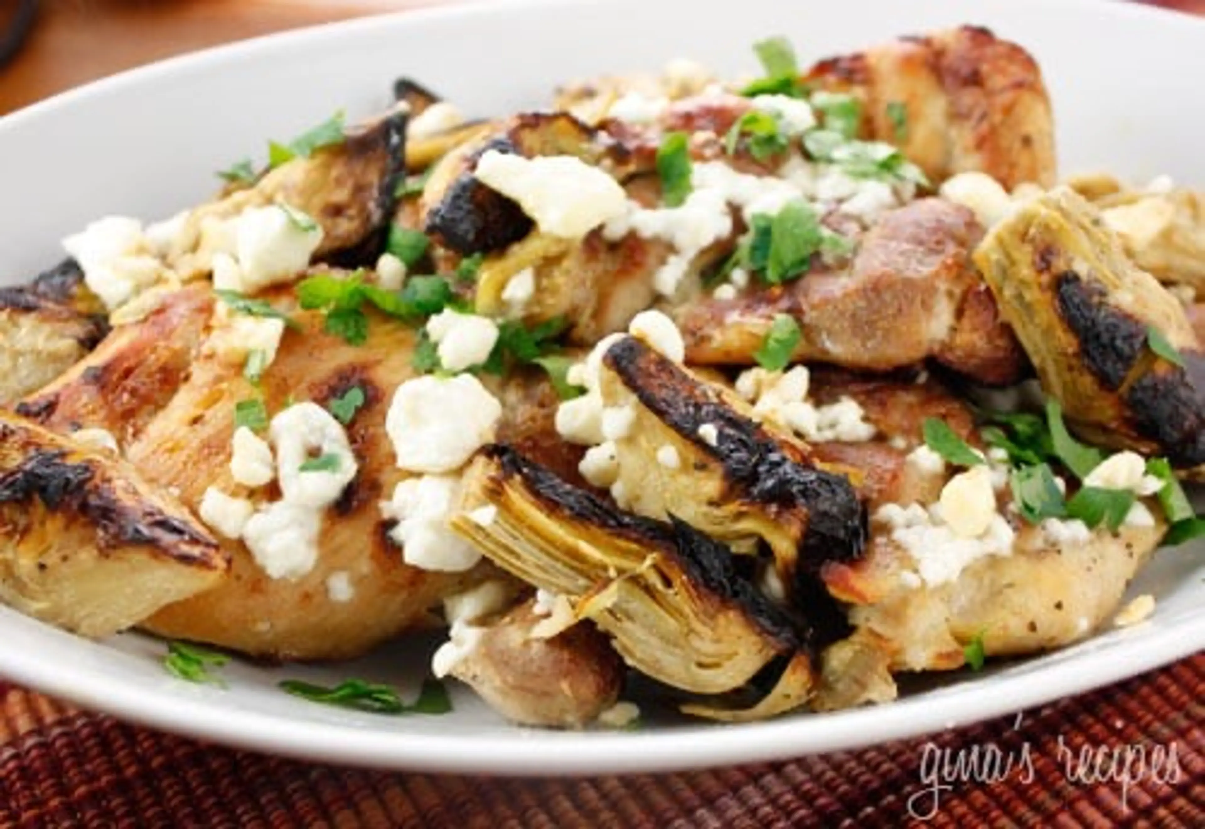 Chicken Thighs with Artichoke Hearts and Feta Cheese