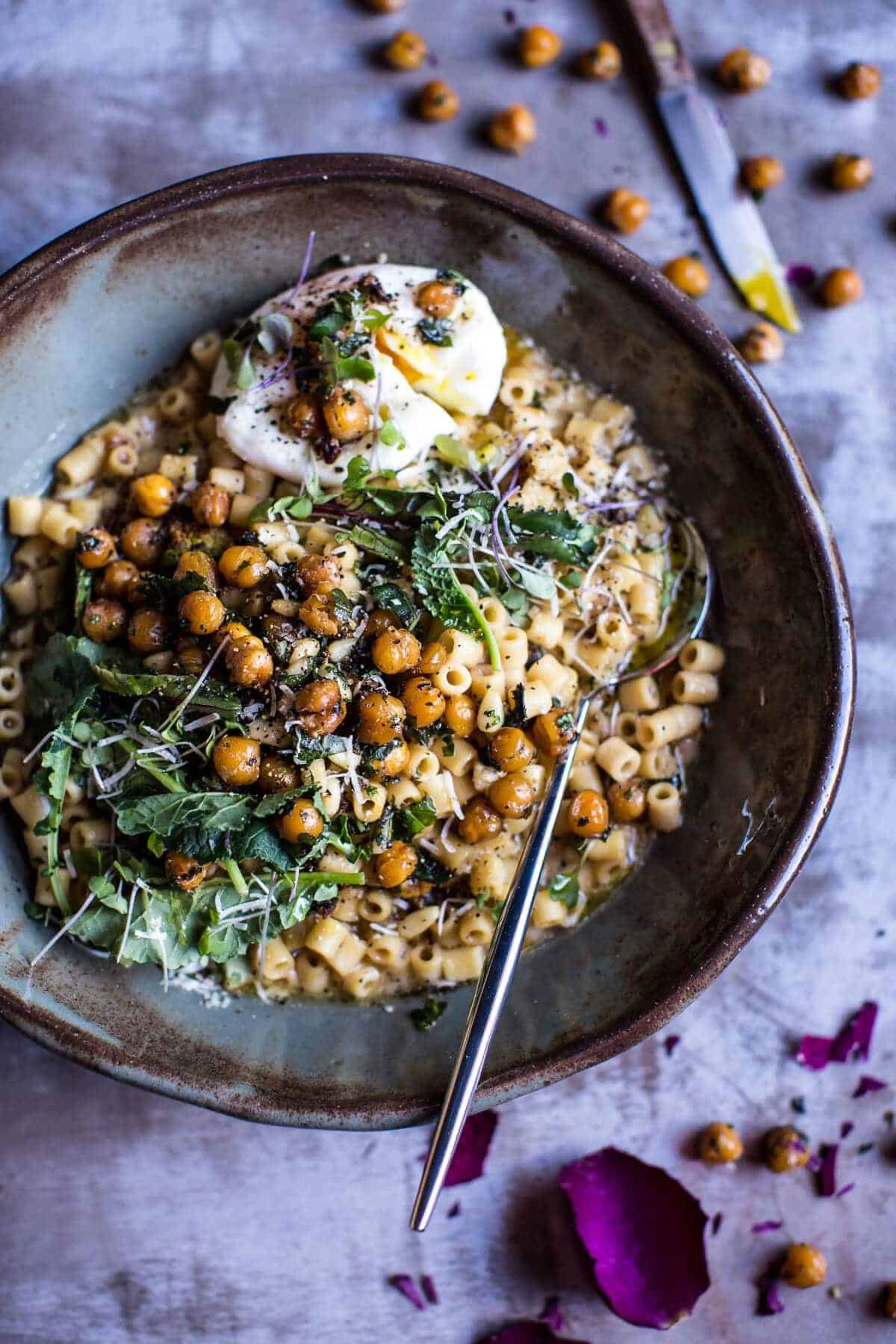 Quick + Simple Pasta "Risotto" with Herbed Roasted Chickpeas