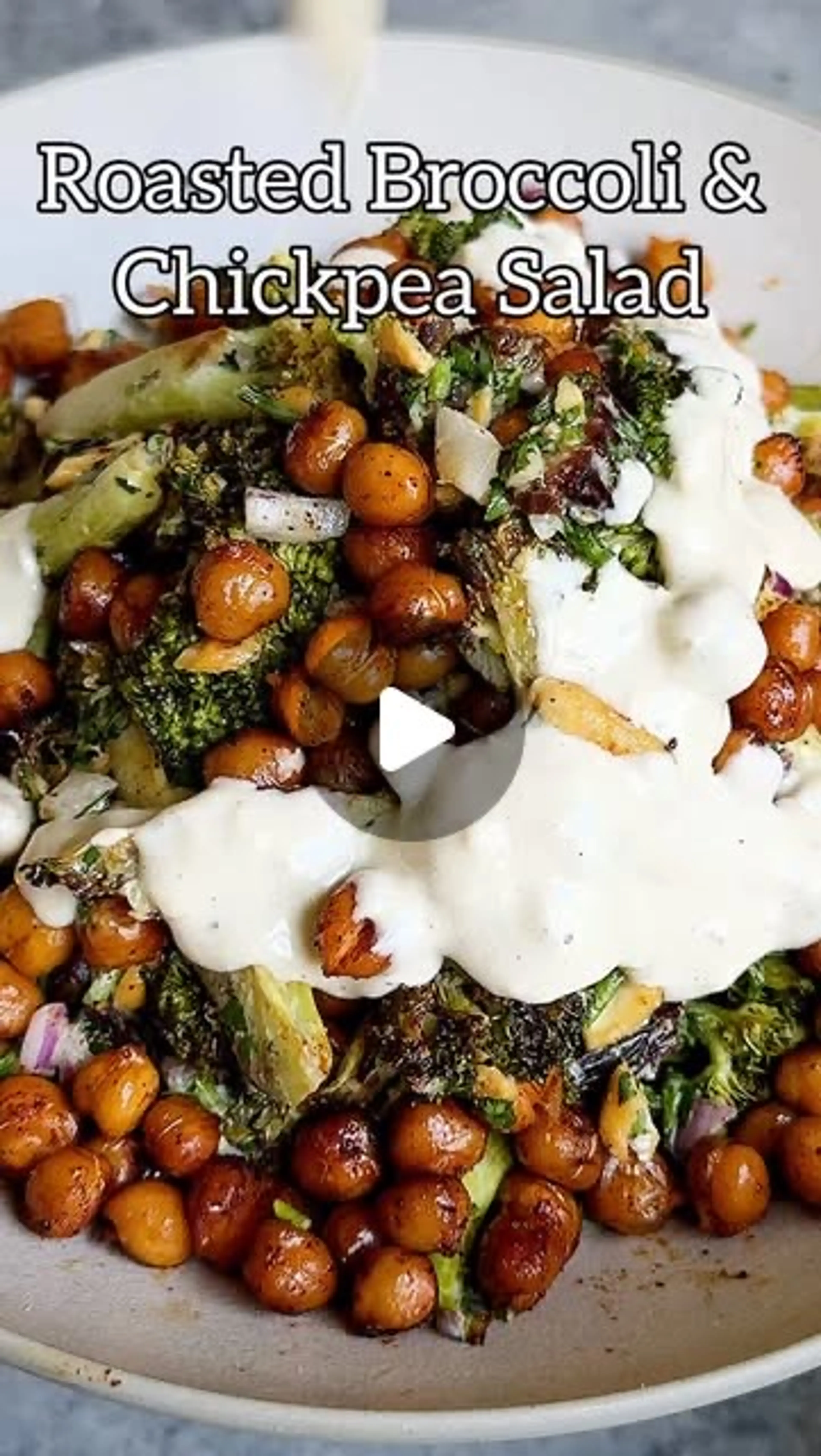 Roasted Broccoli & Chickpea Salad w/ Tahini-Parm dressing