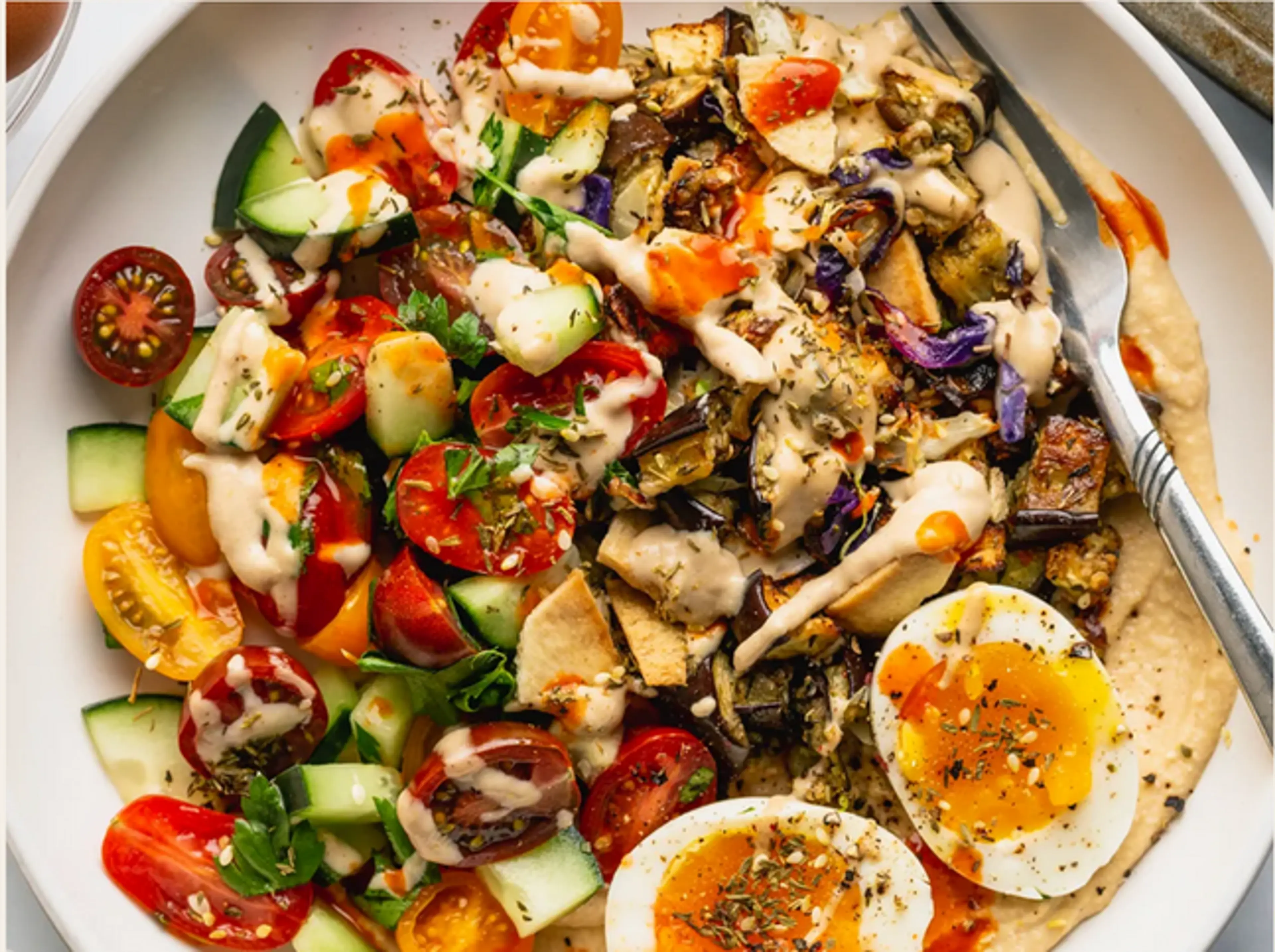 Roasted Eggplant Sabich Bowl