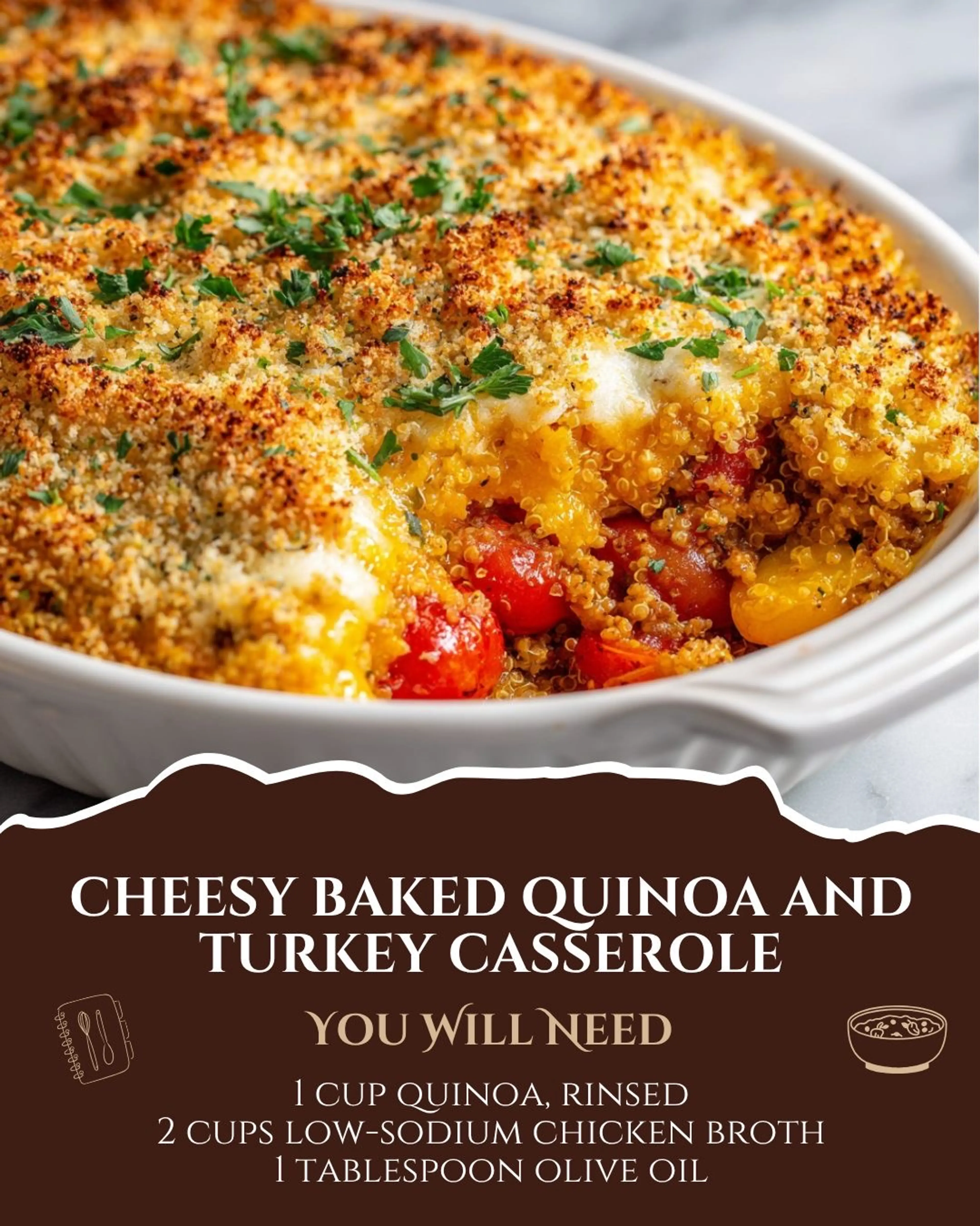 Cheesy Baked Quinoa and Turkey Casserole
