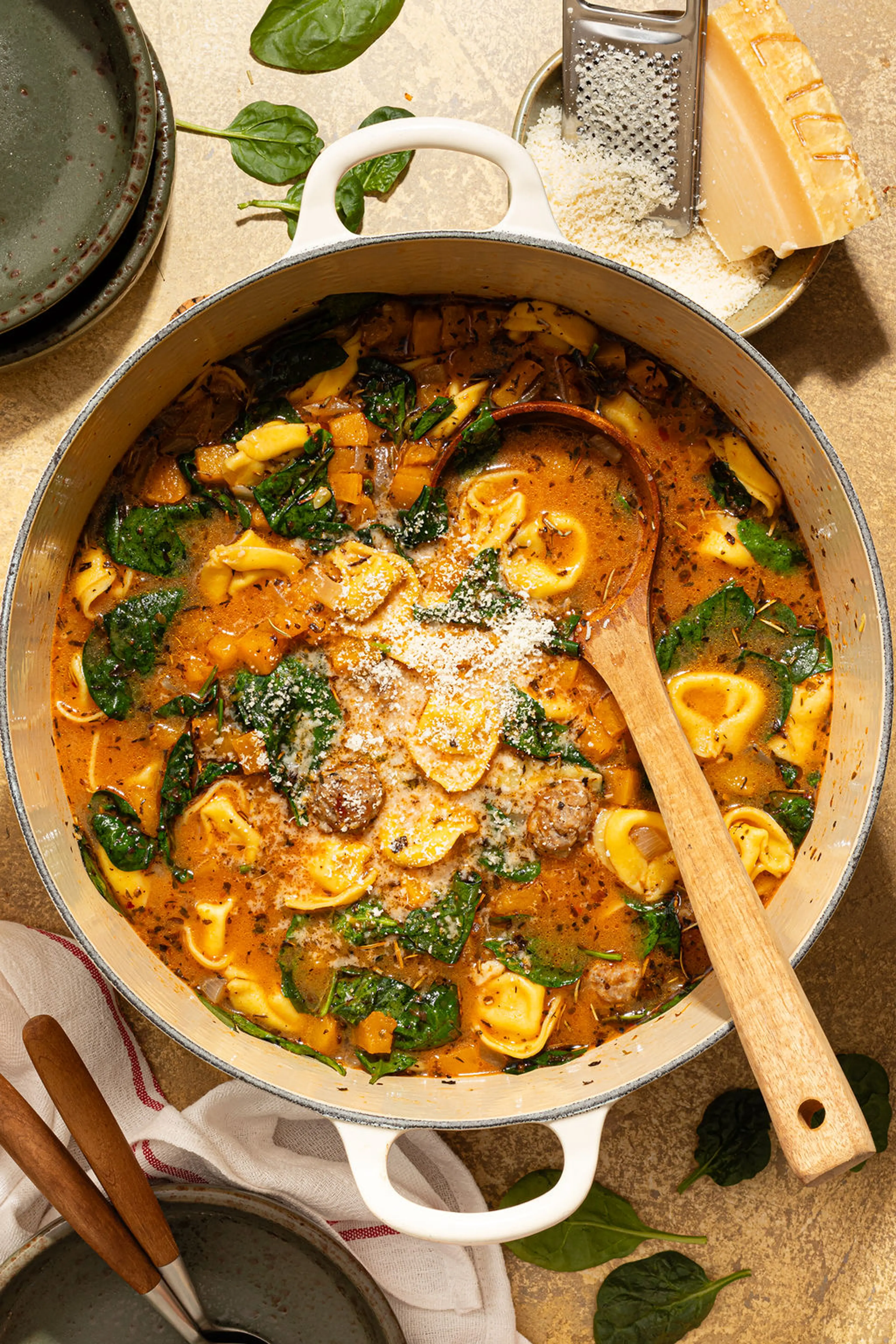 Butternut Squash Tortellini Soup with Mini Meatballs