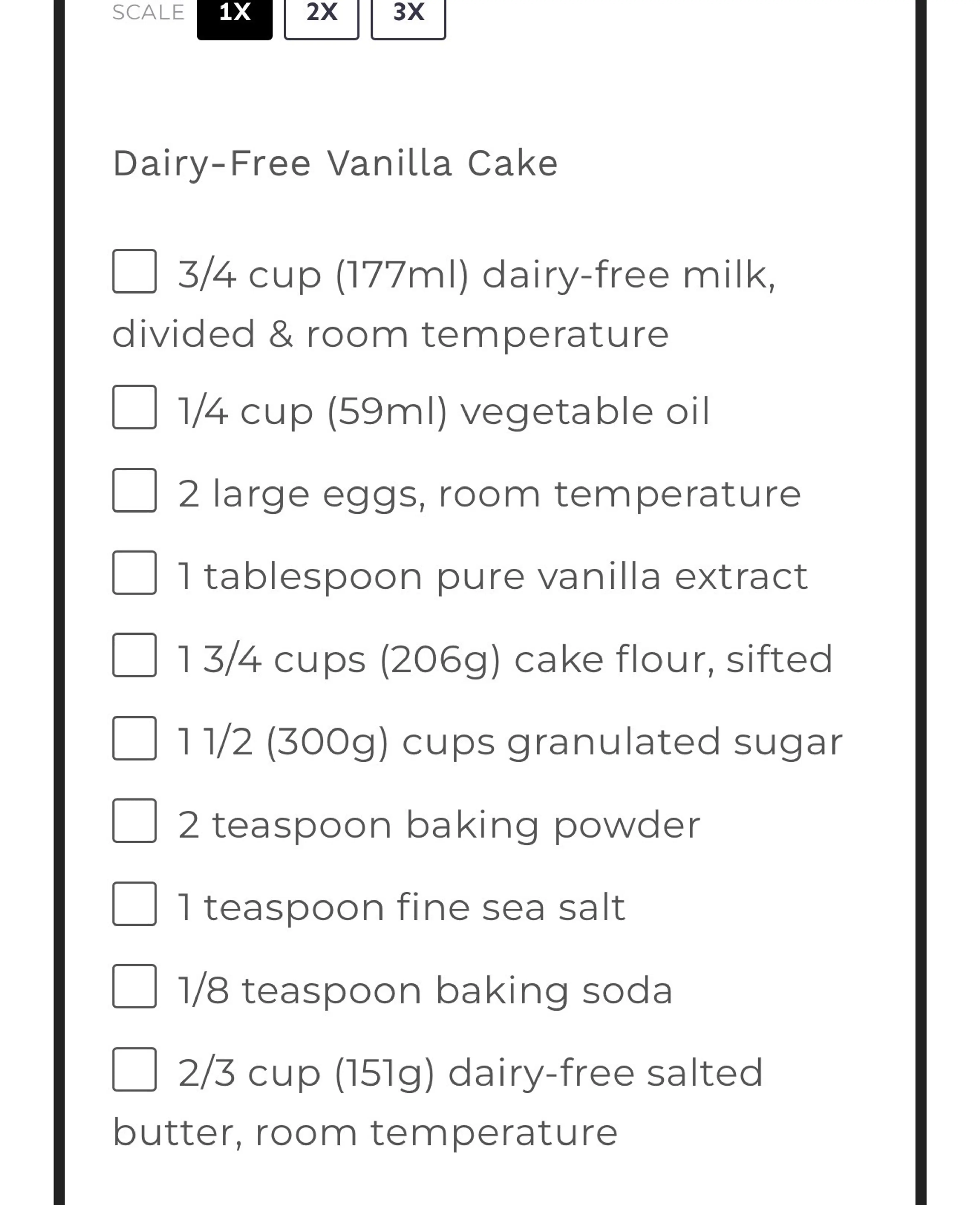 Dairy Free Vanilla Cake