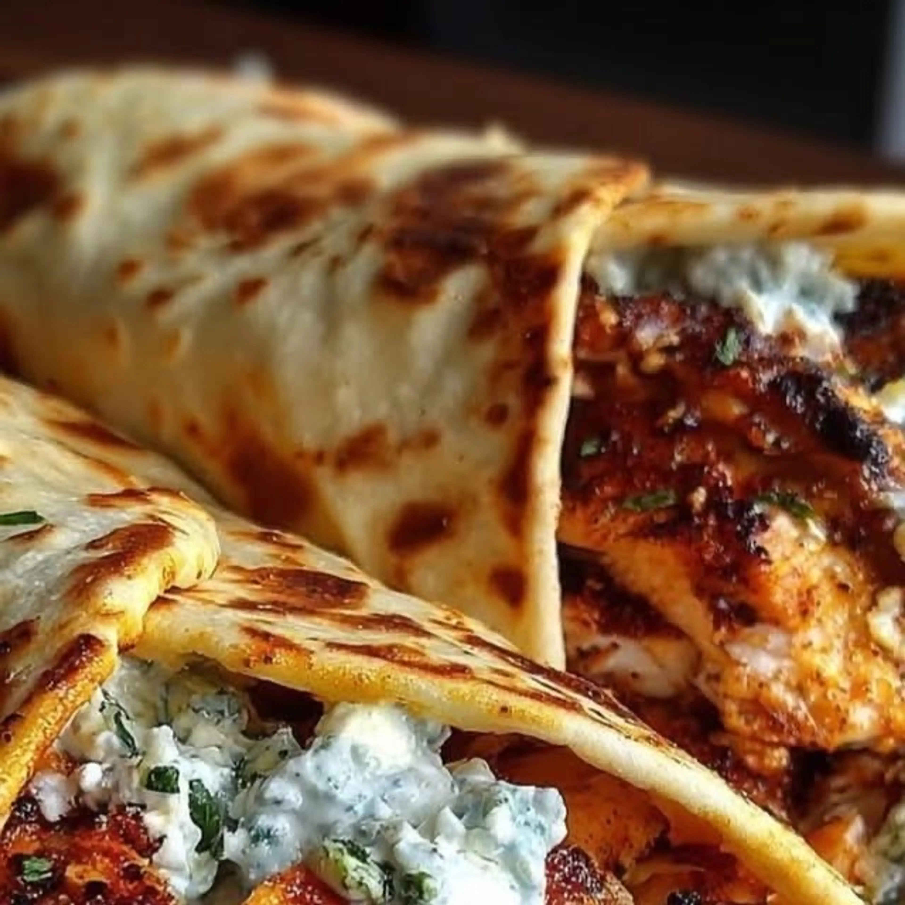 Greek Chicken Wraps with Creamy Feta Sauce
