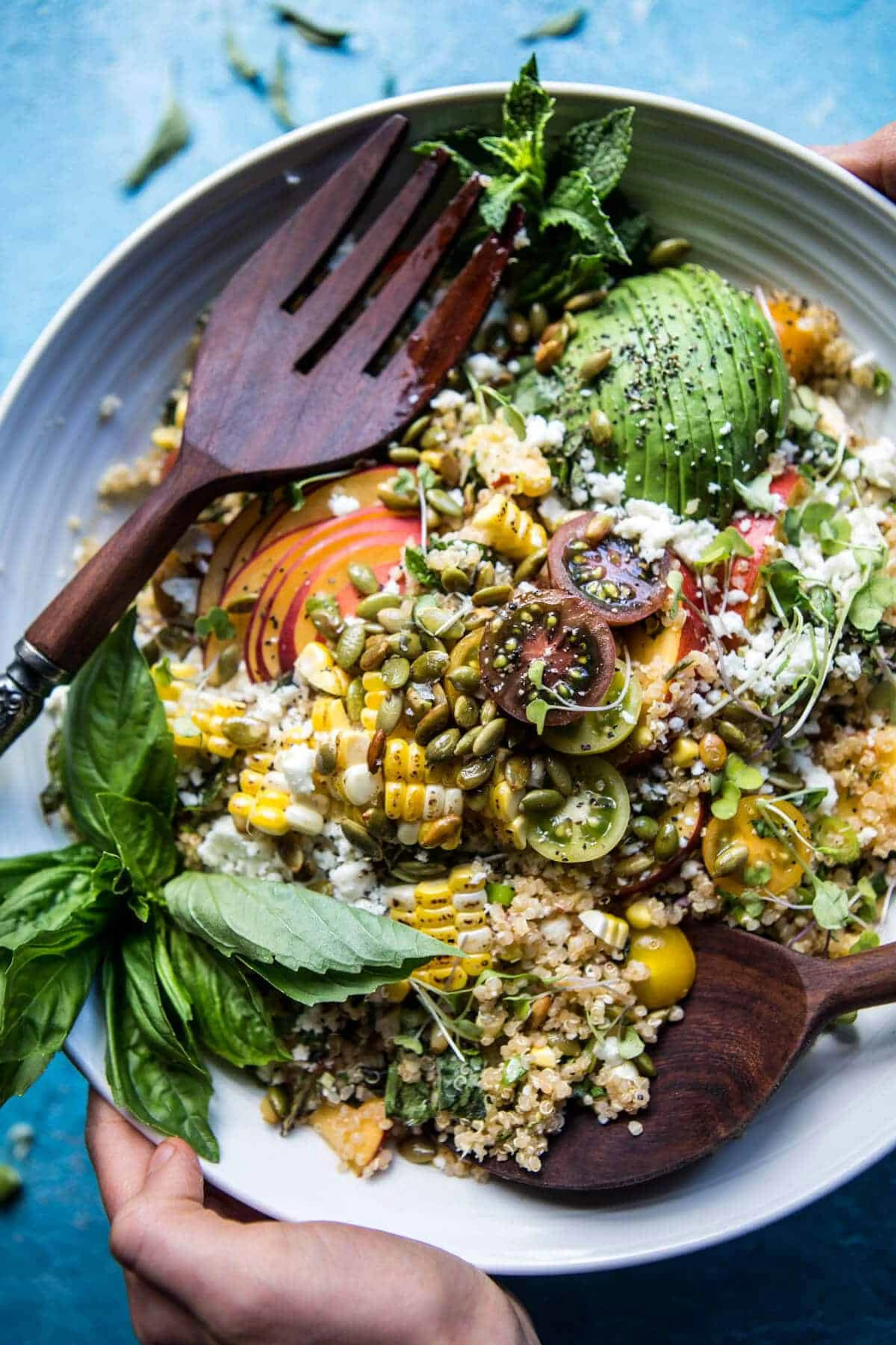 Thai Grilled Corn and Peach Quinoa Salad.