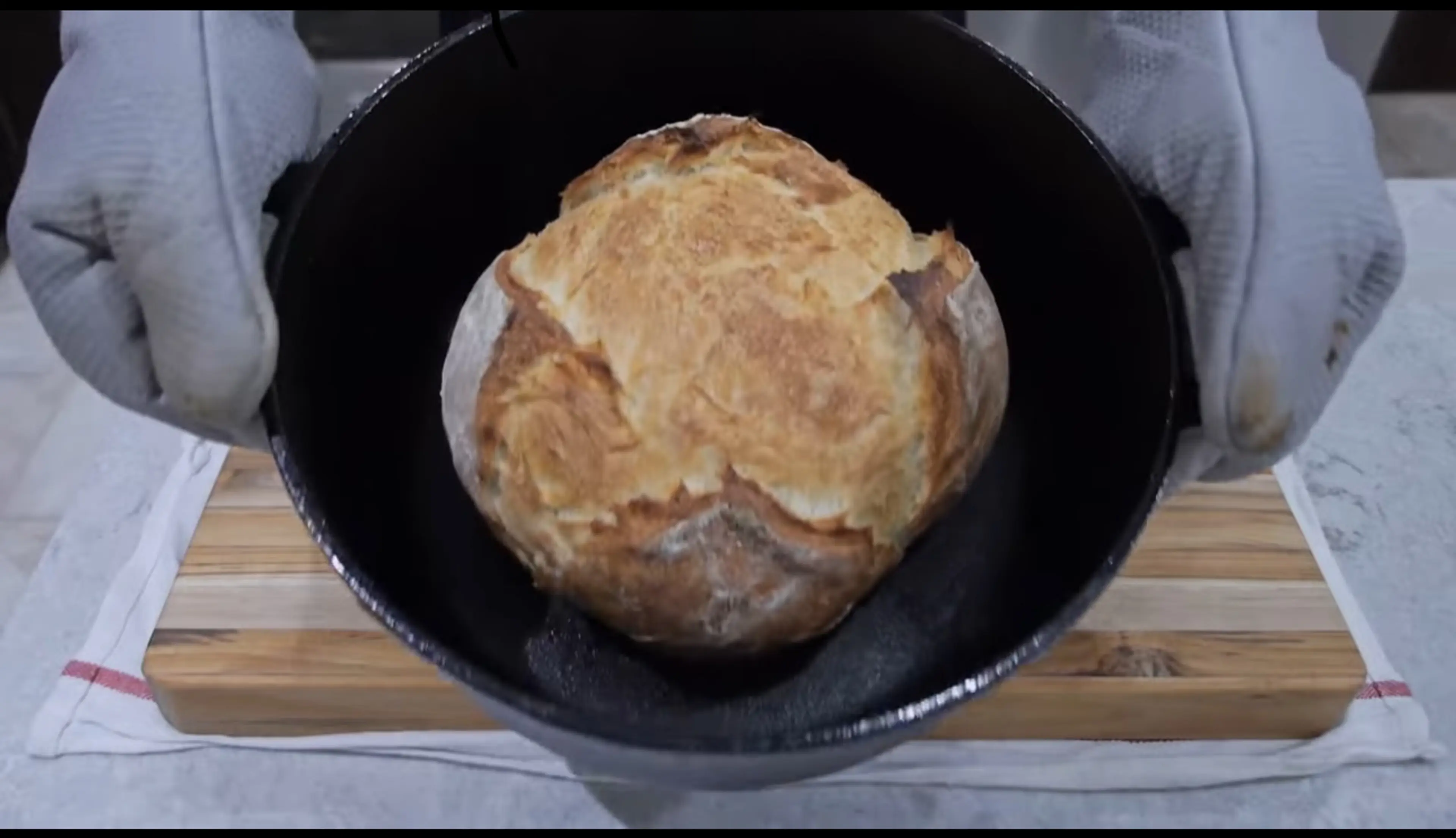 Artisan bread in a Dutch oven