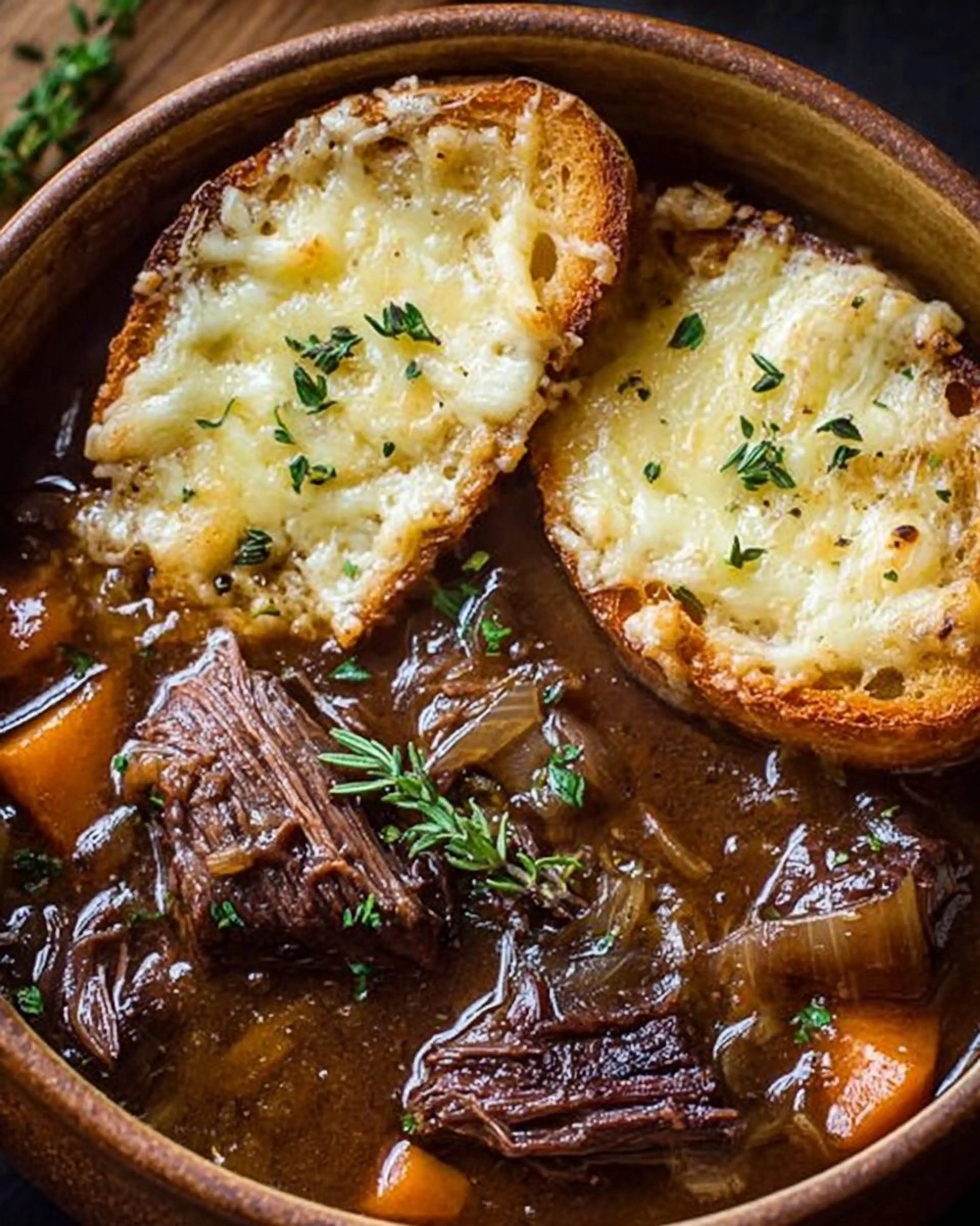 French Onion Short Rib Soup with Cheesy Gruyère Toast(no Win
